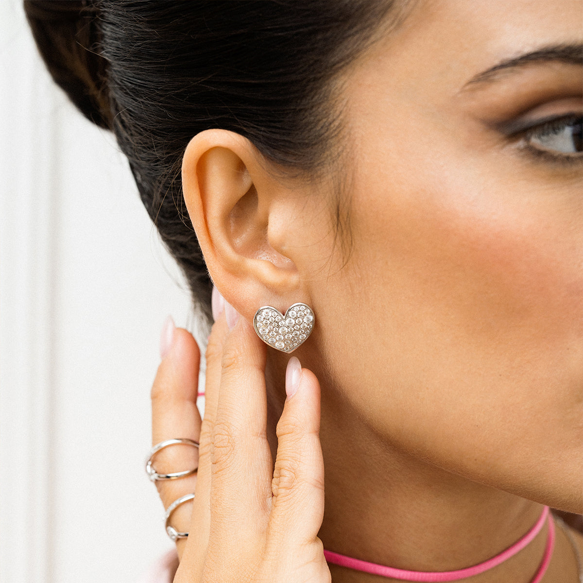 Earrings - Lobe earrings oversized heart - STARDUST TEN - 3 | Rue des Mille