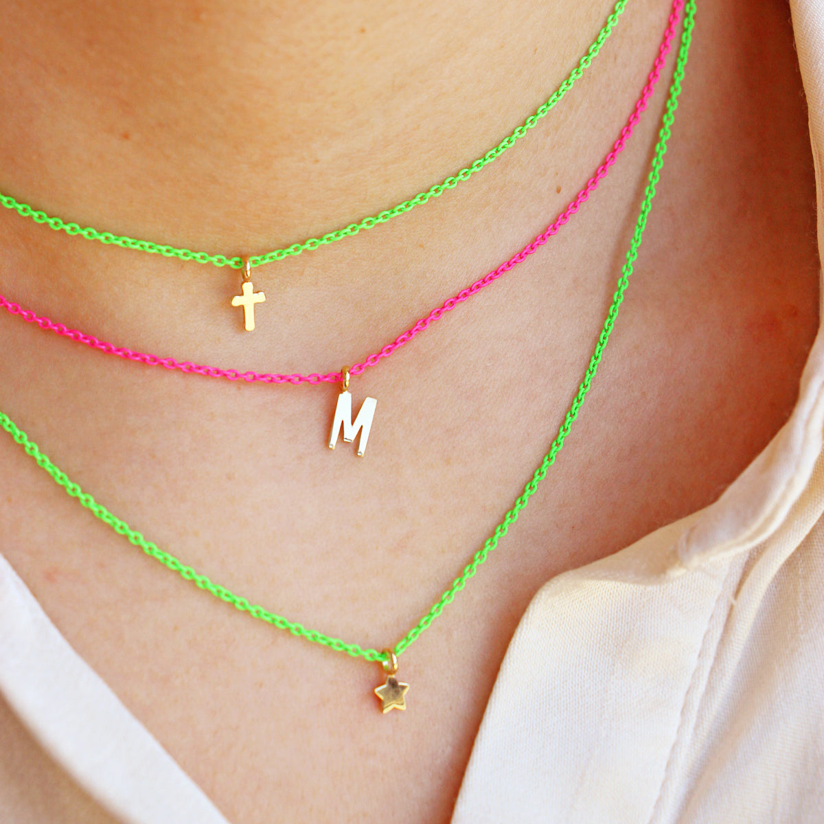 Chokers - Choker with cross and painted chain - ORO 18KT - 10 | Rue des Mille