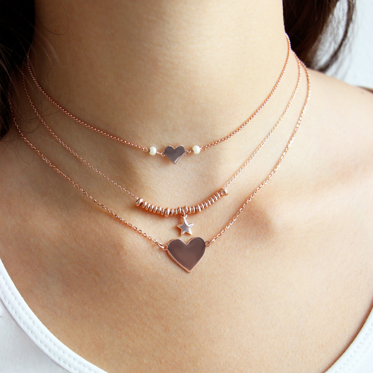 Chain Choker  Pearl Heart