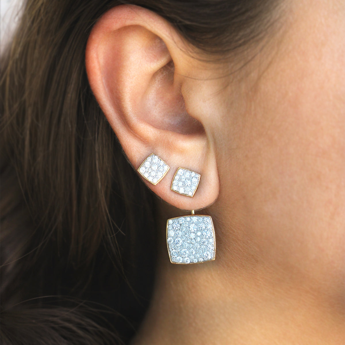 Double square asymmetric earrings - STARDUST TEN