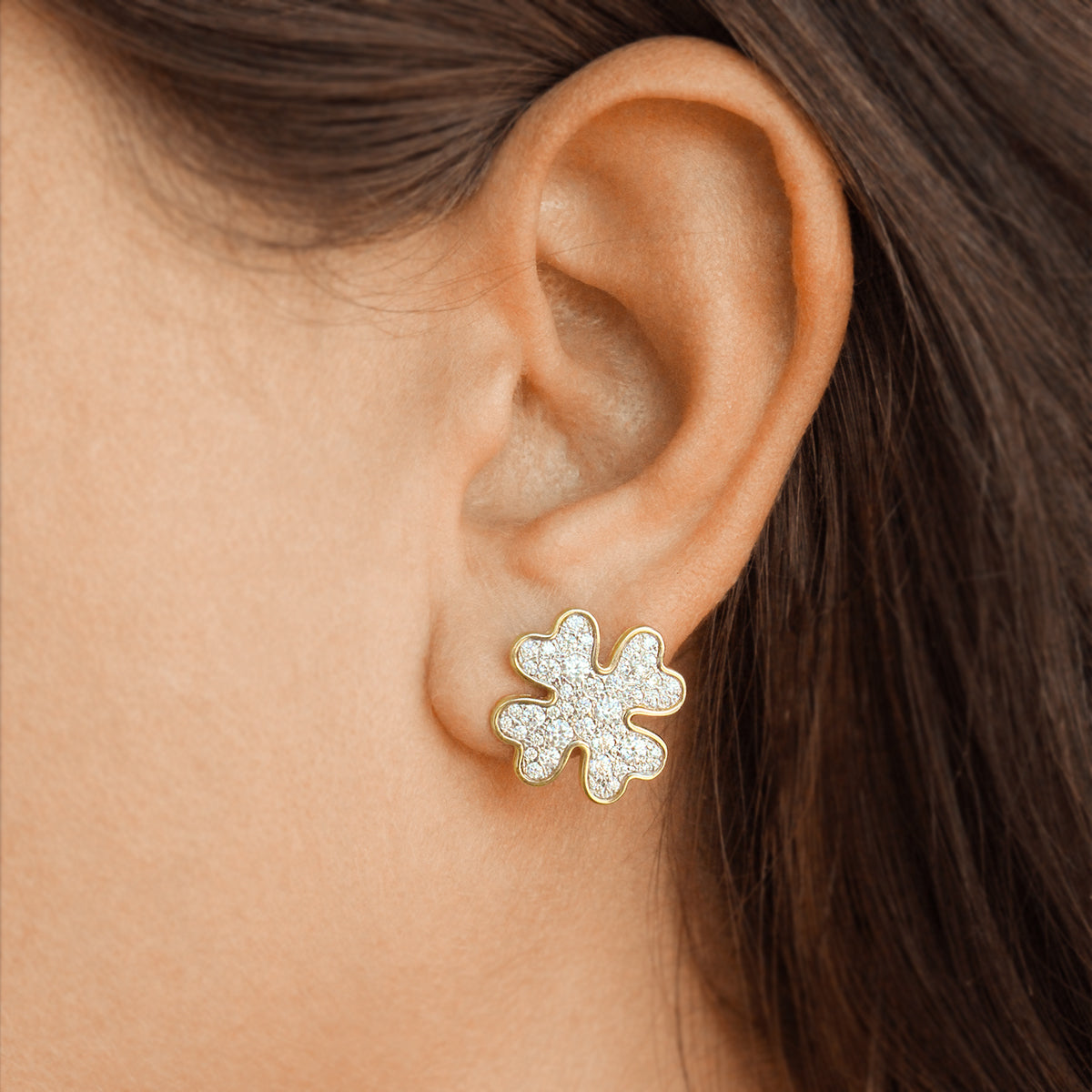 Earrings - Lobe earrings oversized clover - STARDUST TEN - 3 | Rue des Mille