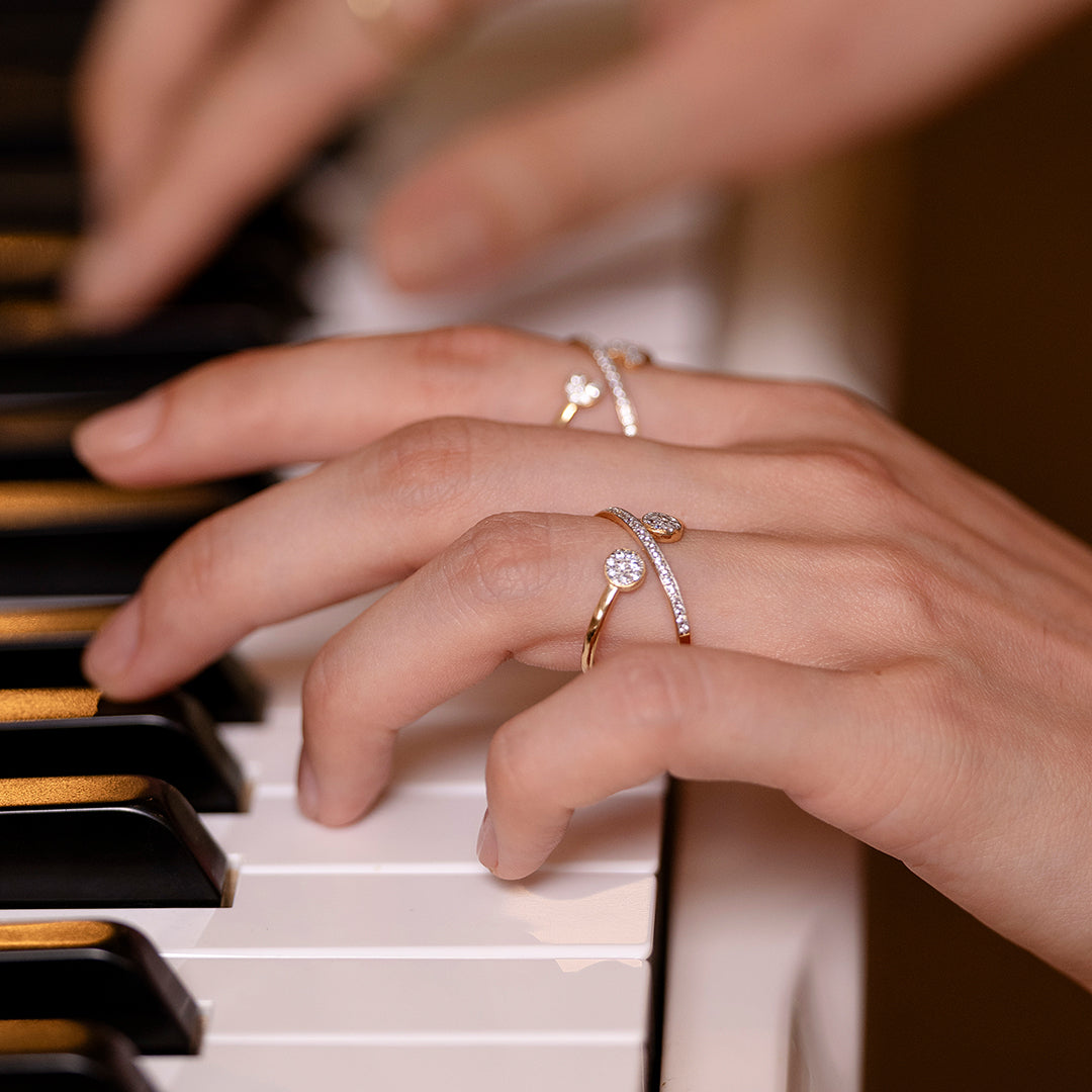 Ring with crossed double circle - STARDUST TEN