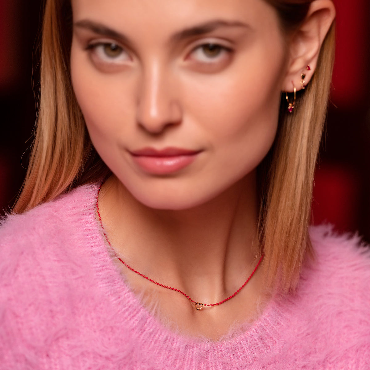 Girocolli - Girocollo linea del cuore catena con vernice - ORO18KT - 5 | Rue des Mille