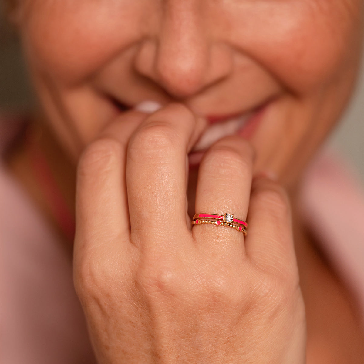 Rings - Enamel and lab-grown diamond ring - ORO18KT - 6 | Rue des Mille