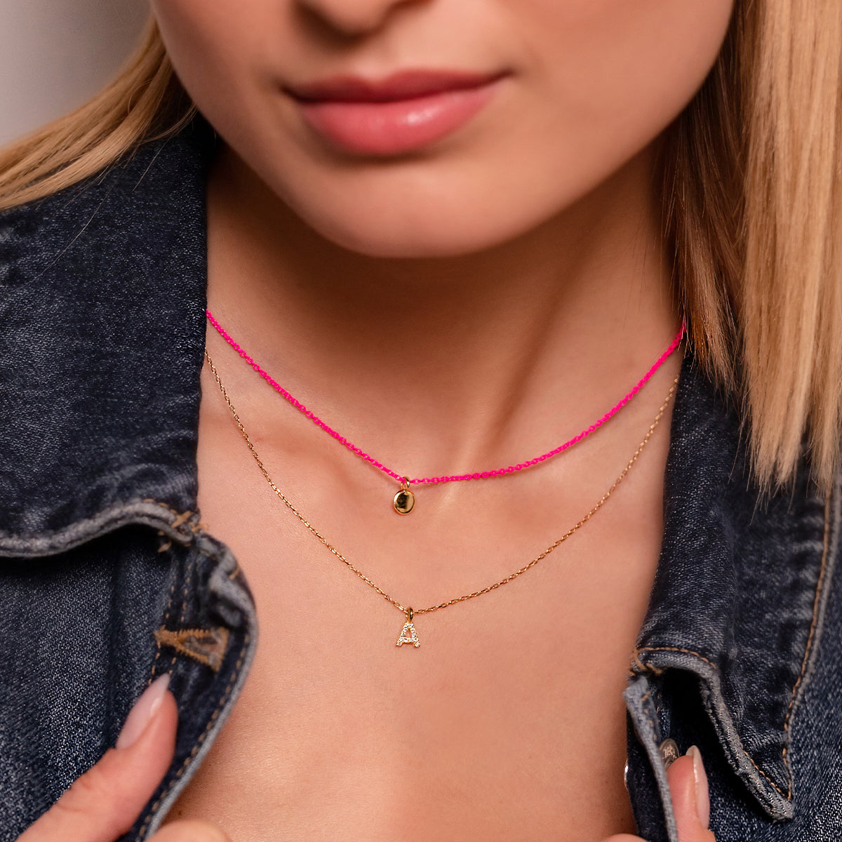 Chokers - Choker with round medal and painted chain - ORO18KT - 4 | Rue des Mille