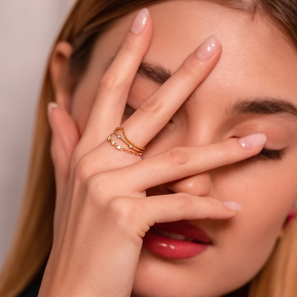 Chain ring and three lab-grown brilliants - ORO18KT