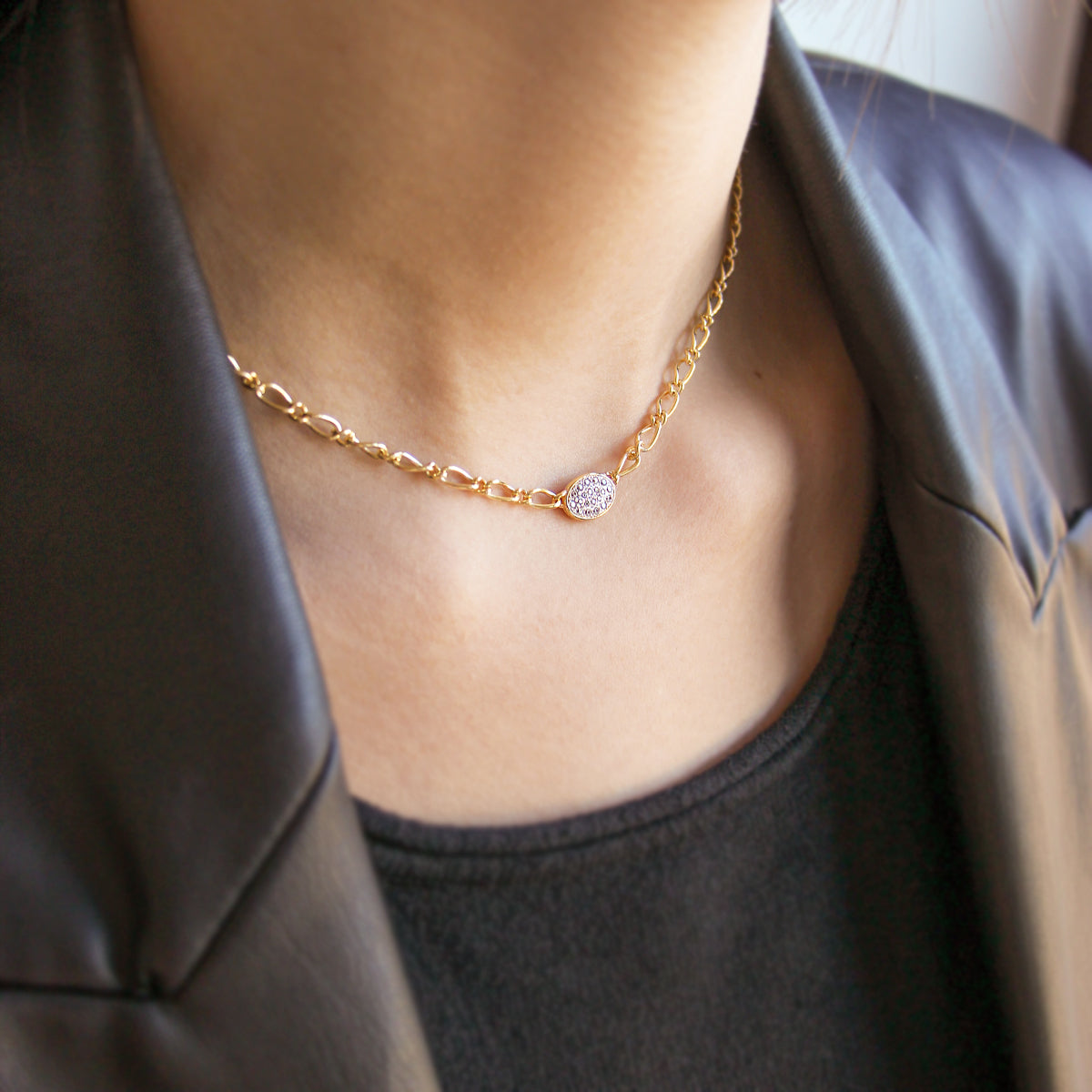Chokers - Small pavè oval cheval chain choker - SHAPES - 3 | Rue des Mille