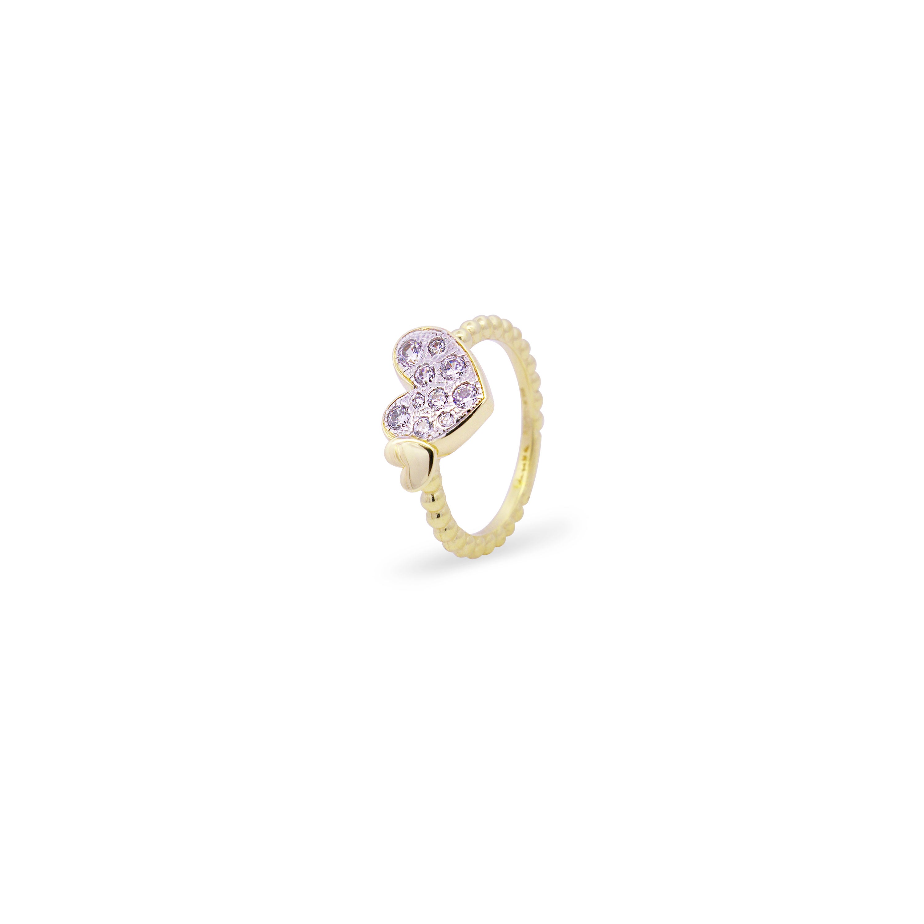 Rings - Ring with an oversized pavé heart - STARDUST TEN - 1 | Rue des Mille