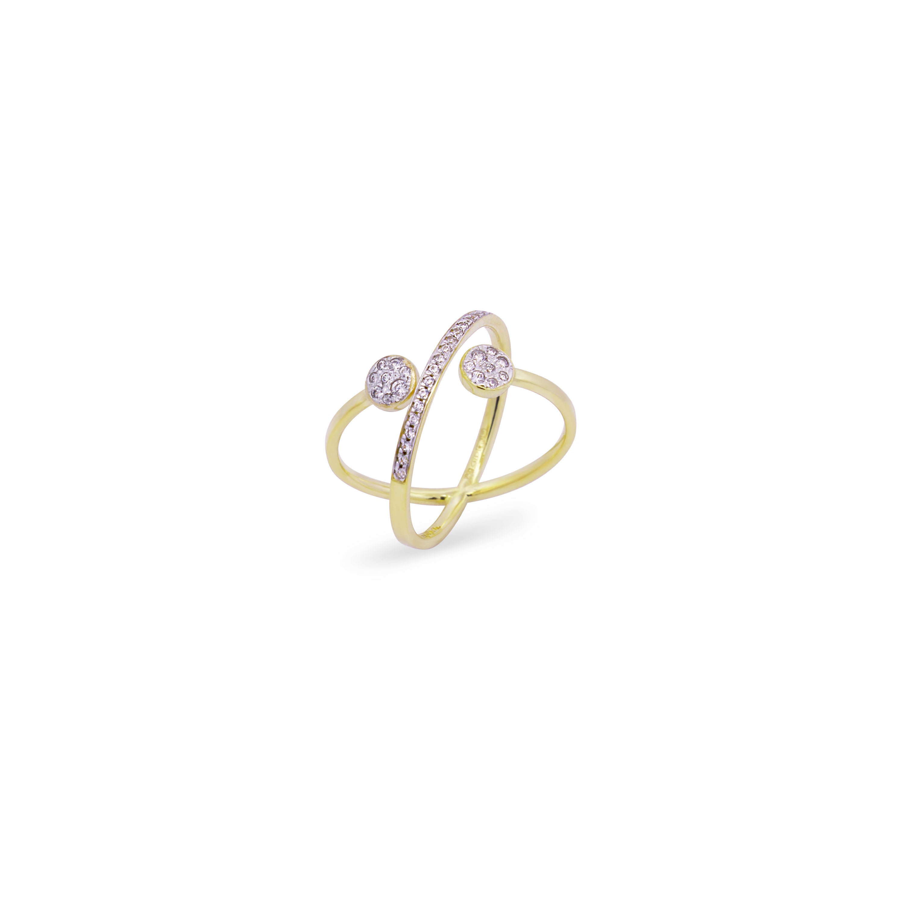 Rings - Ring with crossed double circle - STARDUST TEN - 1 | Rue des Mille