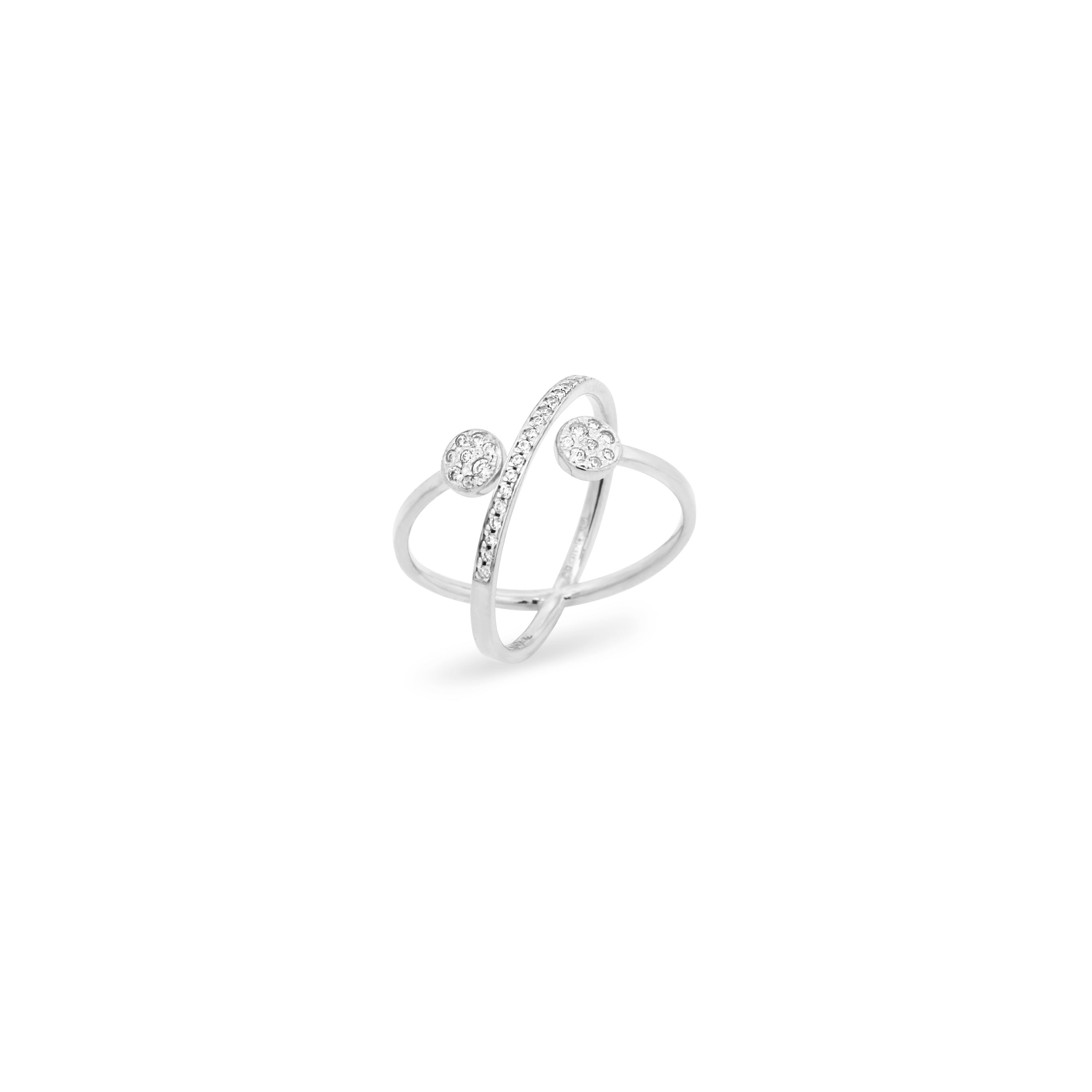 Rings - Ring with crossed double circle - STARDUST TEN - 2 | Rue des Mille