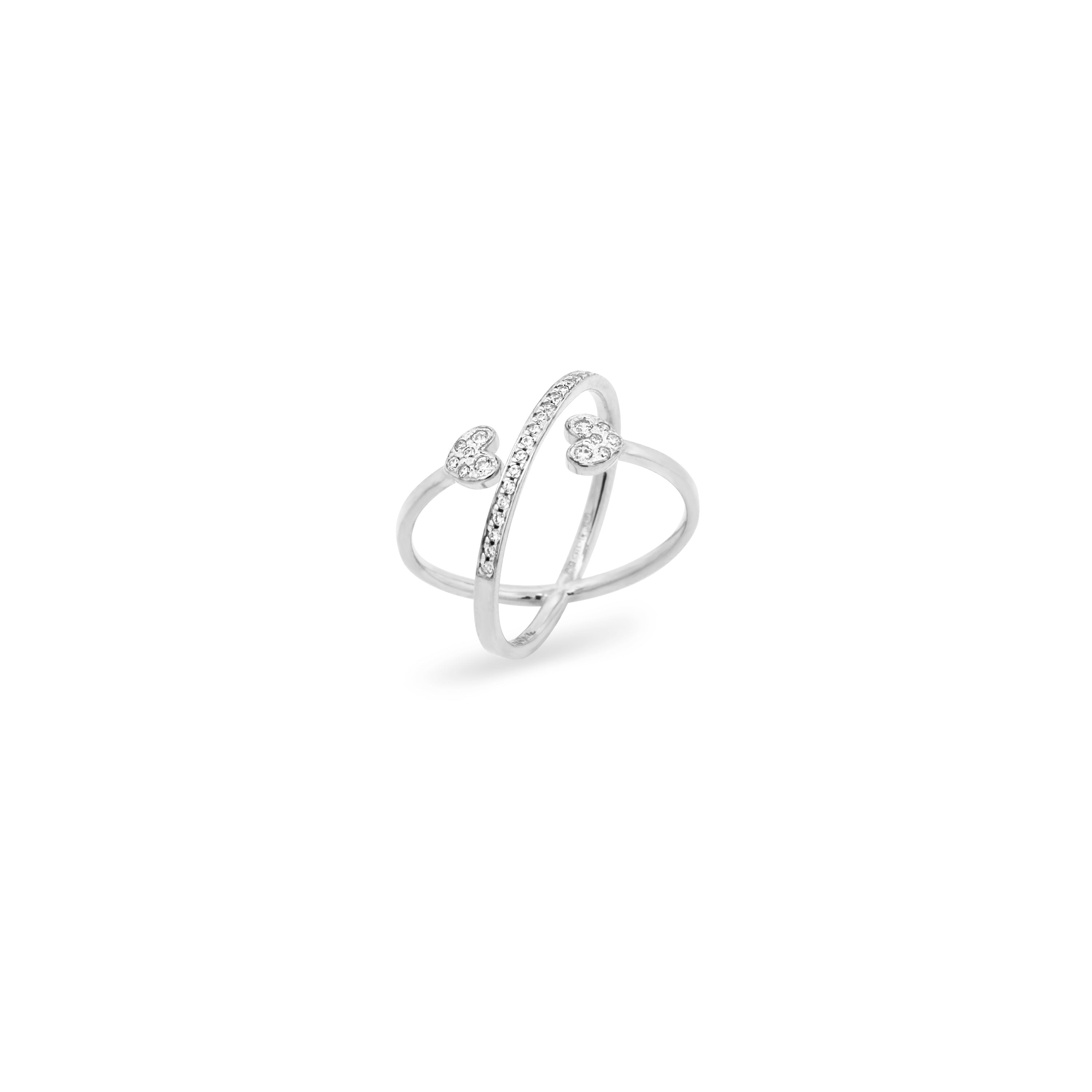 Rings - Ring with crossed double heart - STARDUST TEN - 2 | Rue des Mille