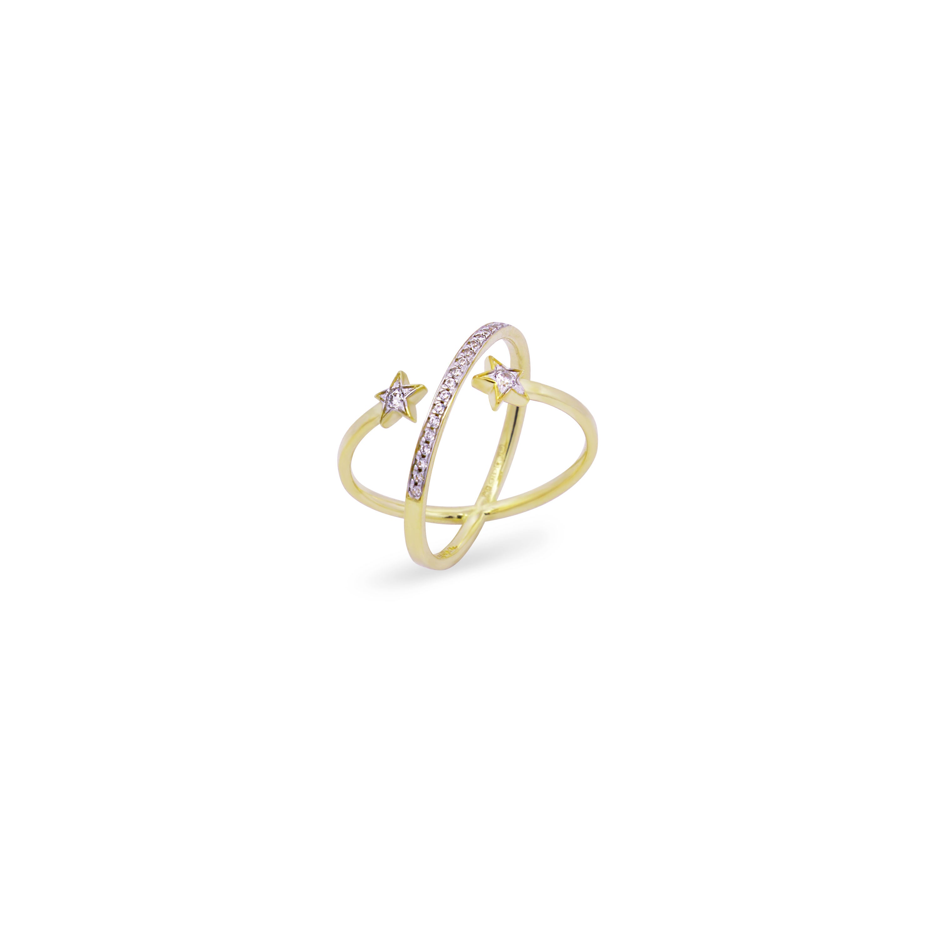 Rings - Ring with crossed double star - STARDUST TEN - 1 | Rue des Mille