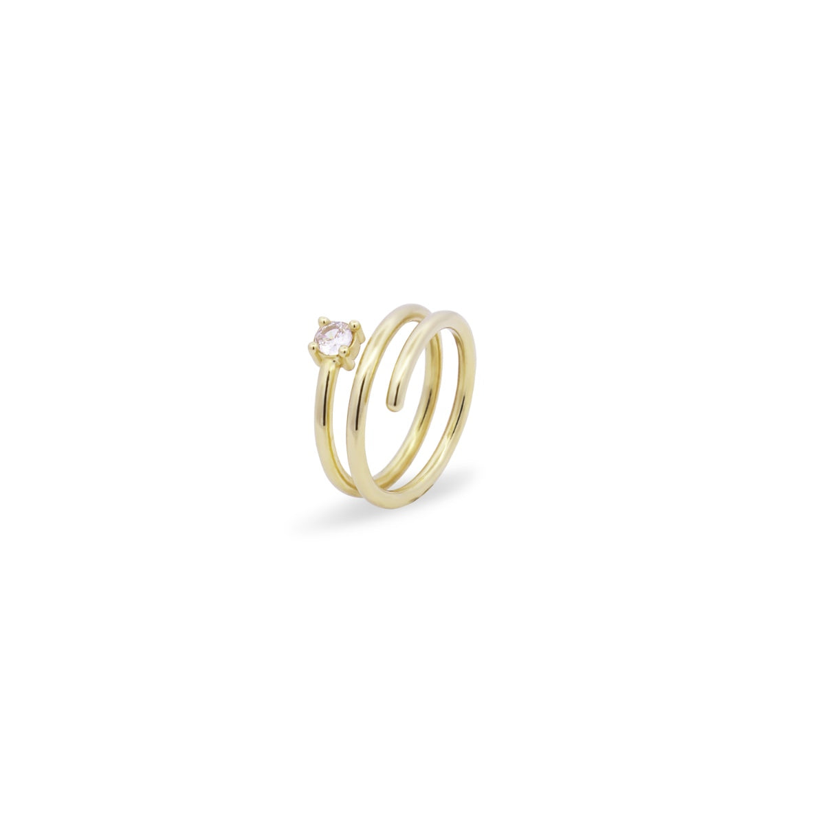 Rings - Spiral and bezel ring with zircon - SHAPES - 1 | Rue des Mille