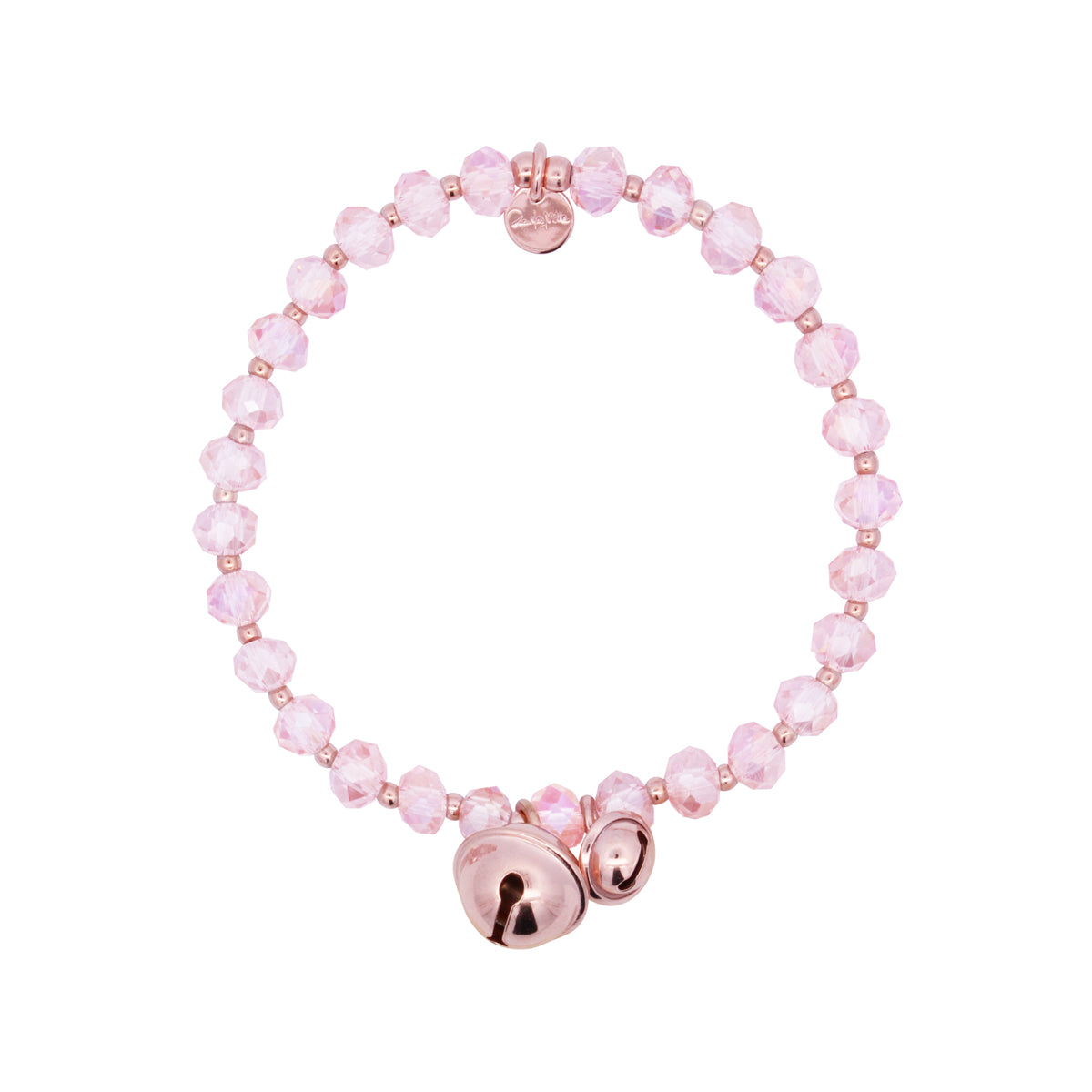 Bracelets - Elastic bracelet pink crystals and bells - Crystal Rainbow  - 1 | Rue des Mille