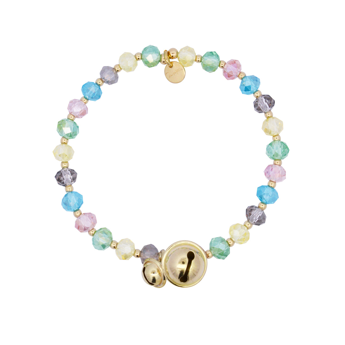 Bracelets - Elastic bracelet multicolor crystals and bells - Crystal Rainbow - 1 | Rue des Mille