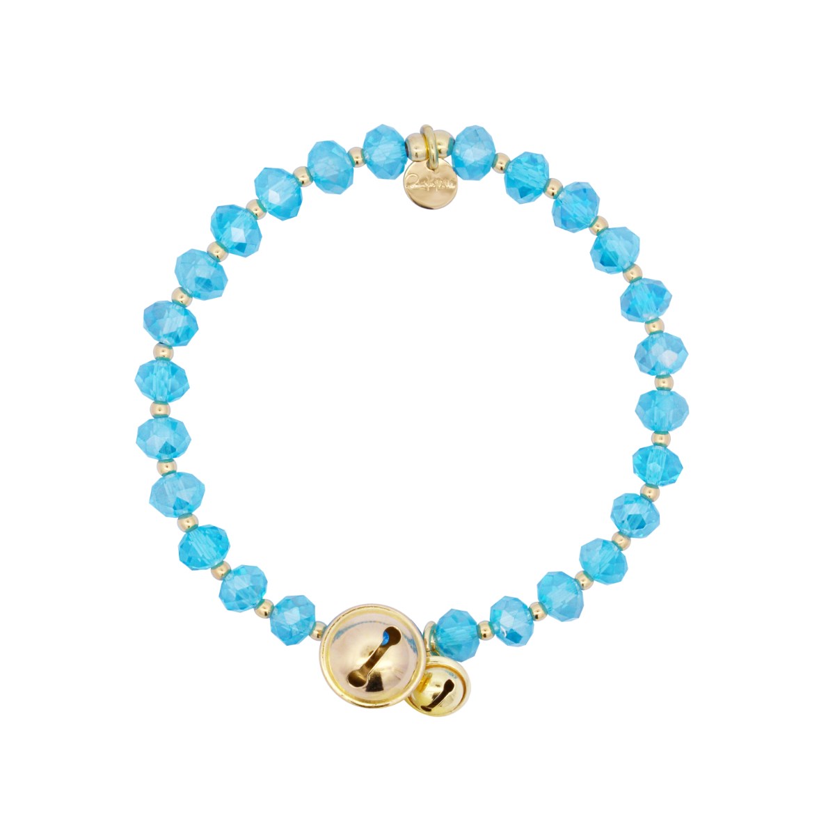 Bracelets - Elastic bracelet turquoise  crystals and bells - Crystal Rainbow - 1 | Rue des Mille