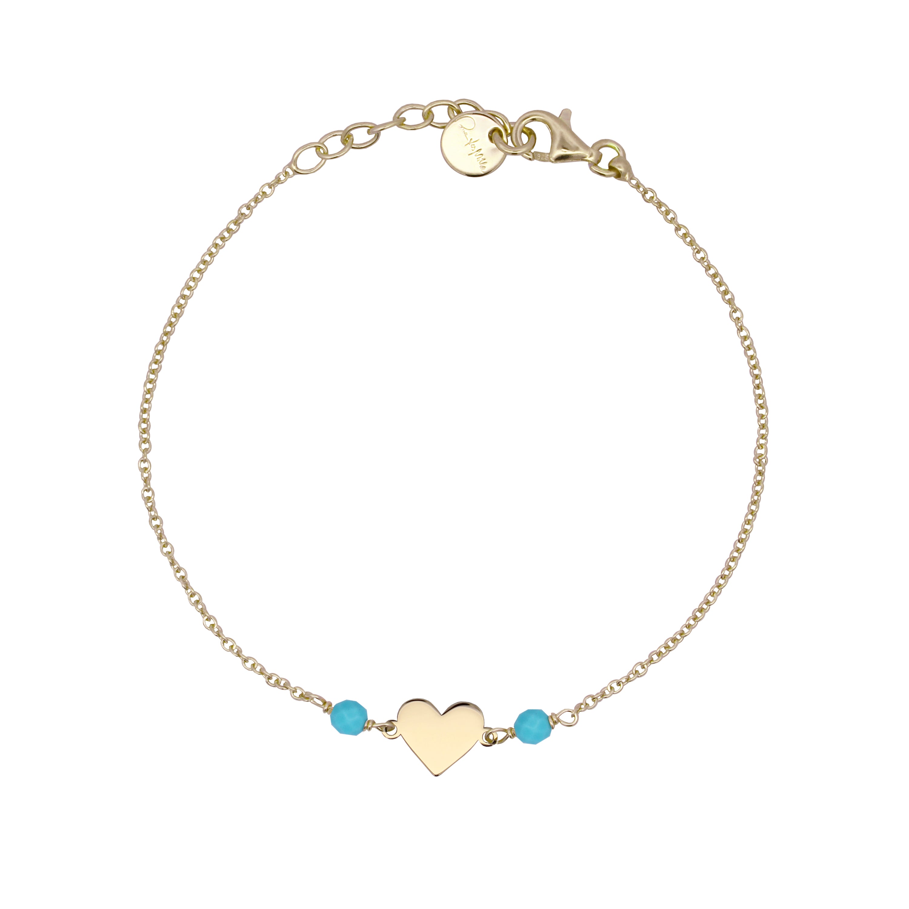 Heart Chain Bracelet Turquoise Stones Adult - Io&Ro