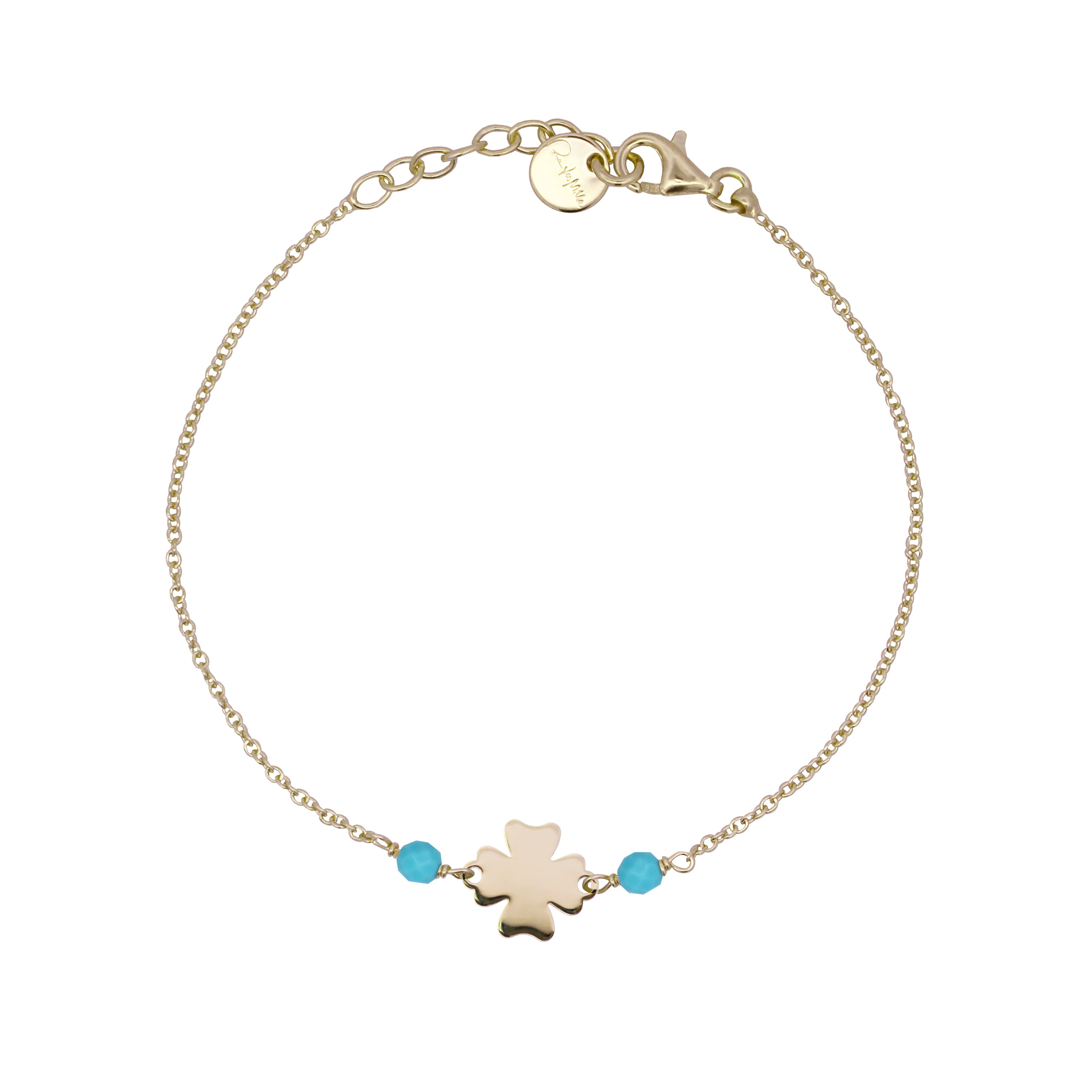 Four-leaf clover chain bracelet Turquoise Stones Adult - Io&Ro