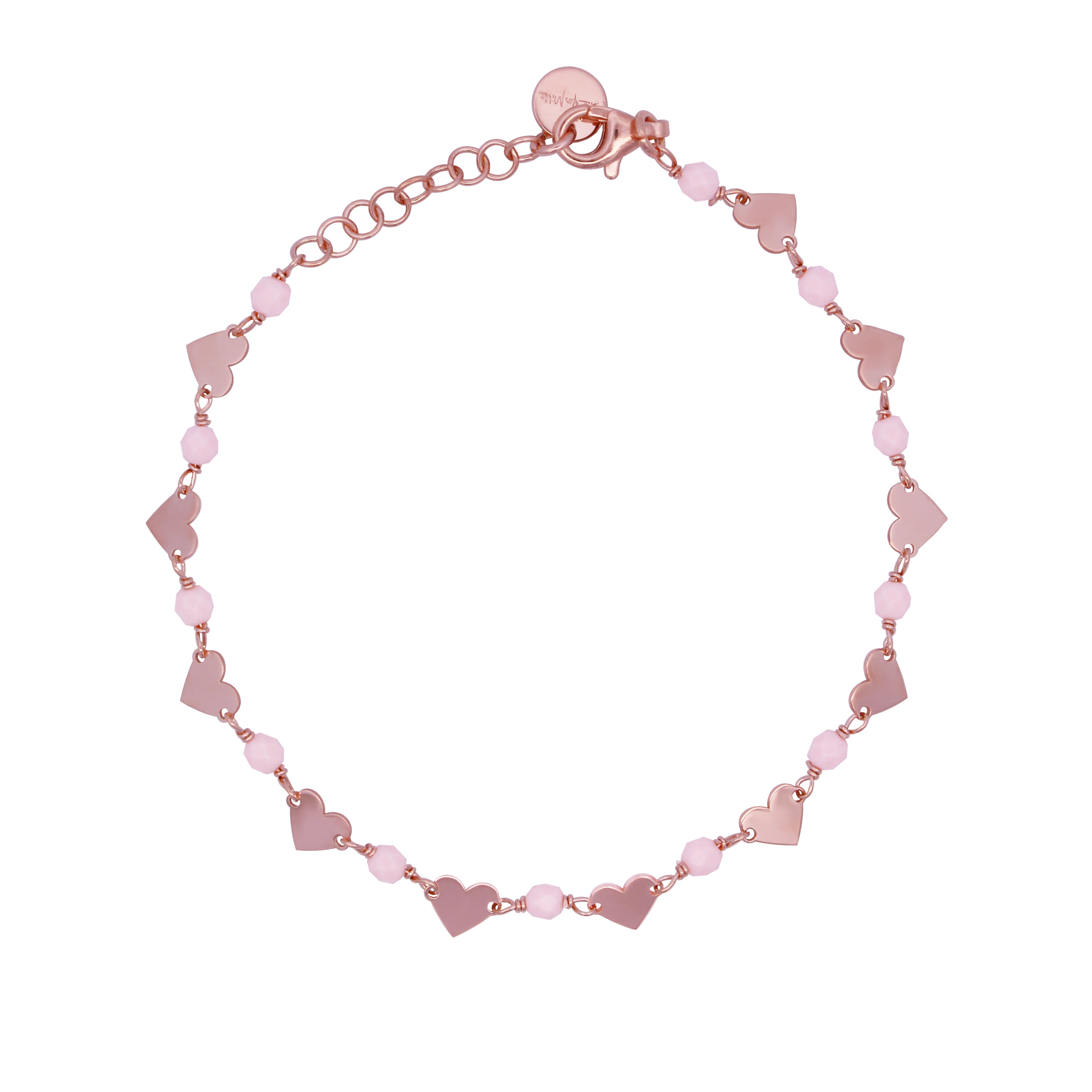Chained bracelet Hearts Pink stones Adult - Io&Ro