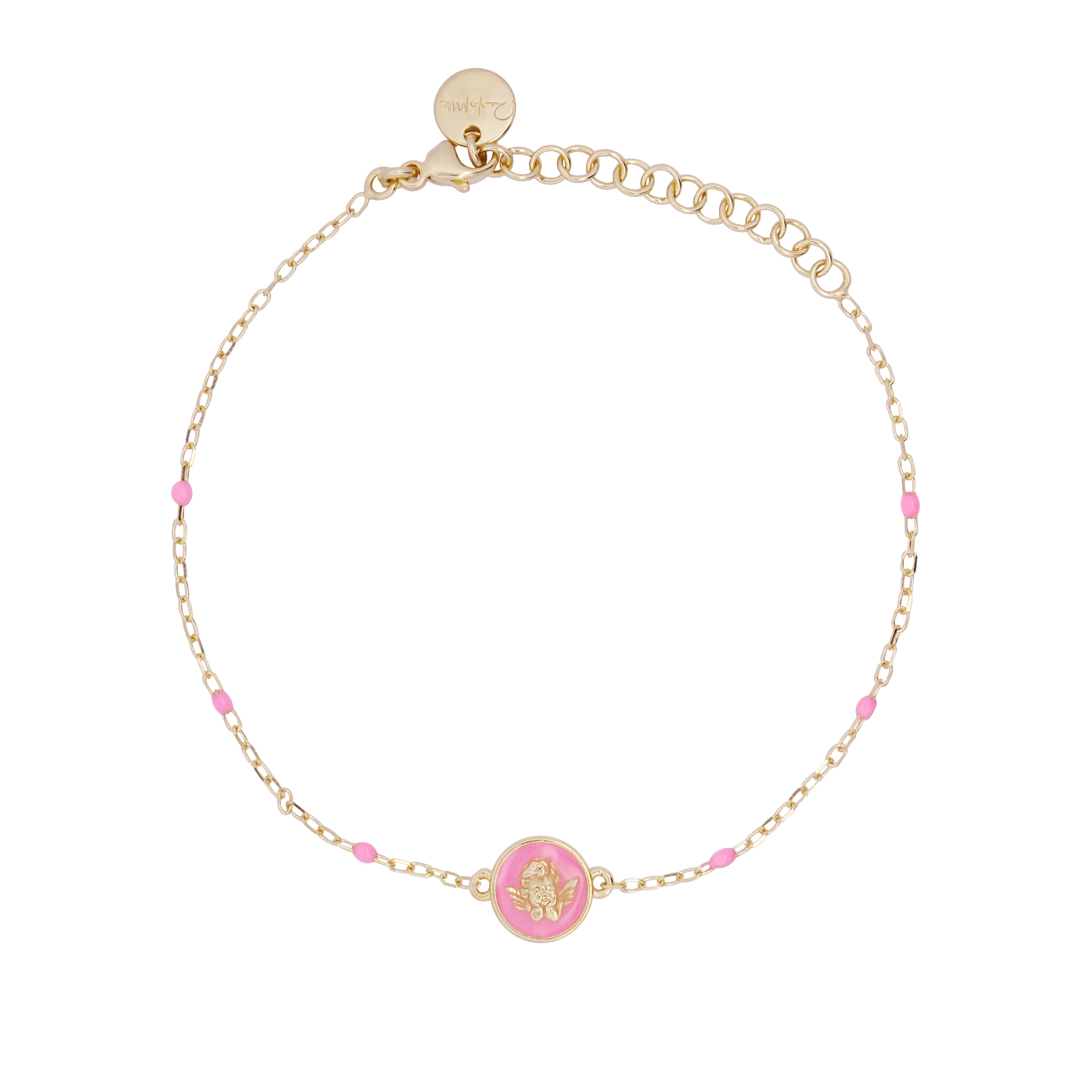 Bracelets - Pink enamel angel bracelet adult - Io&Ro - 1 | Rue des Mille