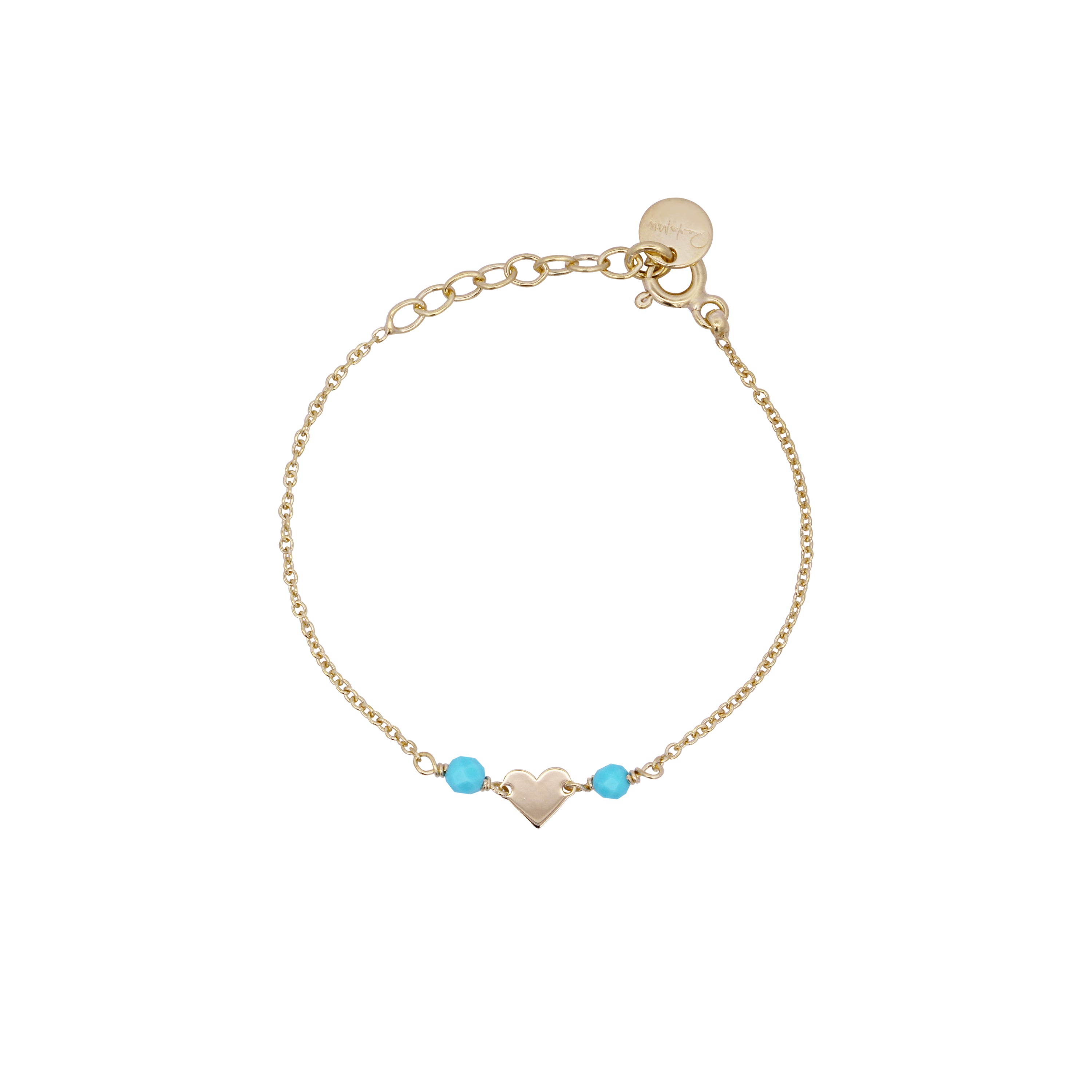 Bracelets - Heart chain bracelet Turquoise Stones Child - Io&Ro - 1 | Rue des Mille