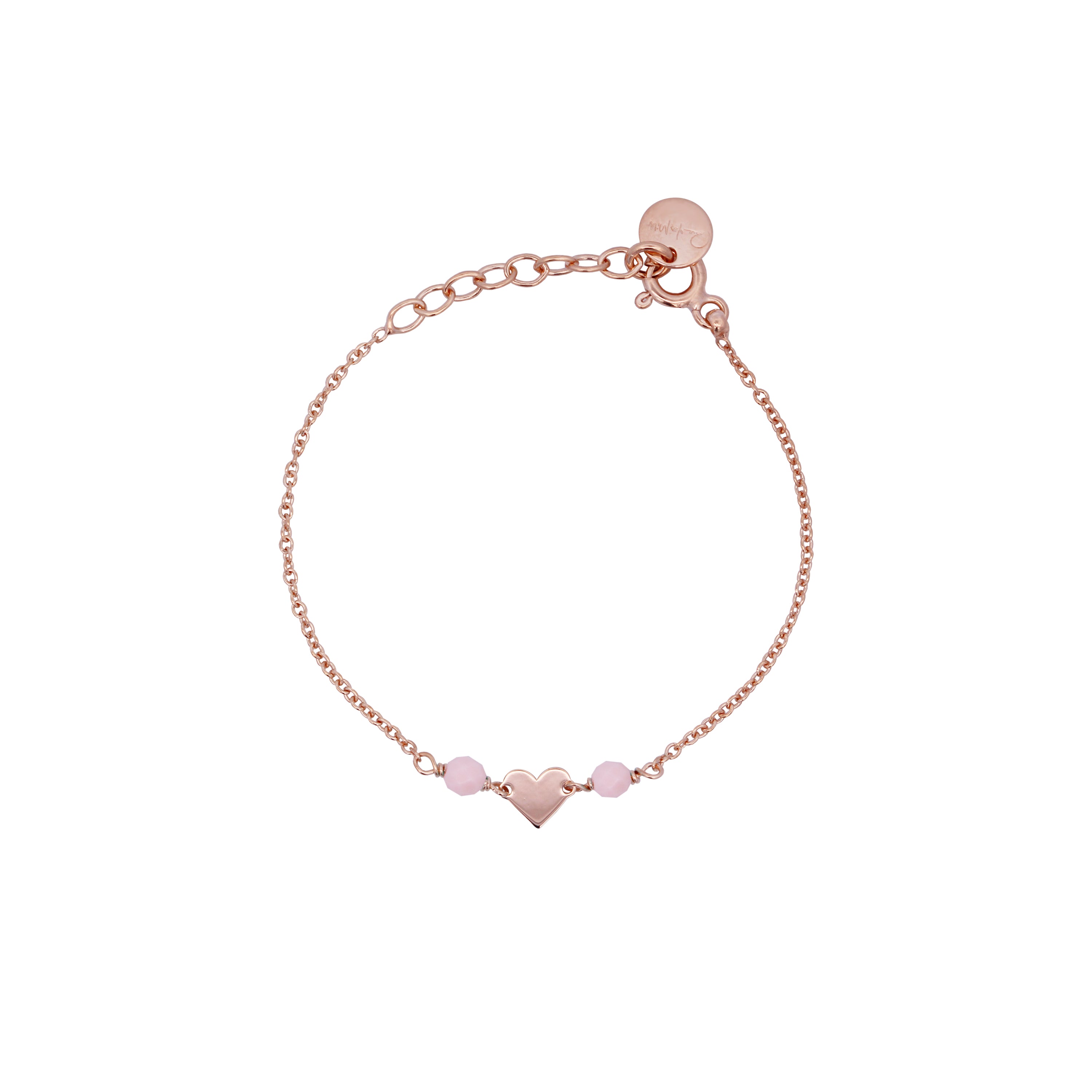 Bracelets - Pink Stones Heart Chain Bracelet Child - Io&Ro - 1 | Rue des Mille