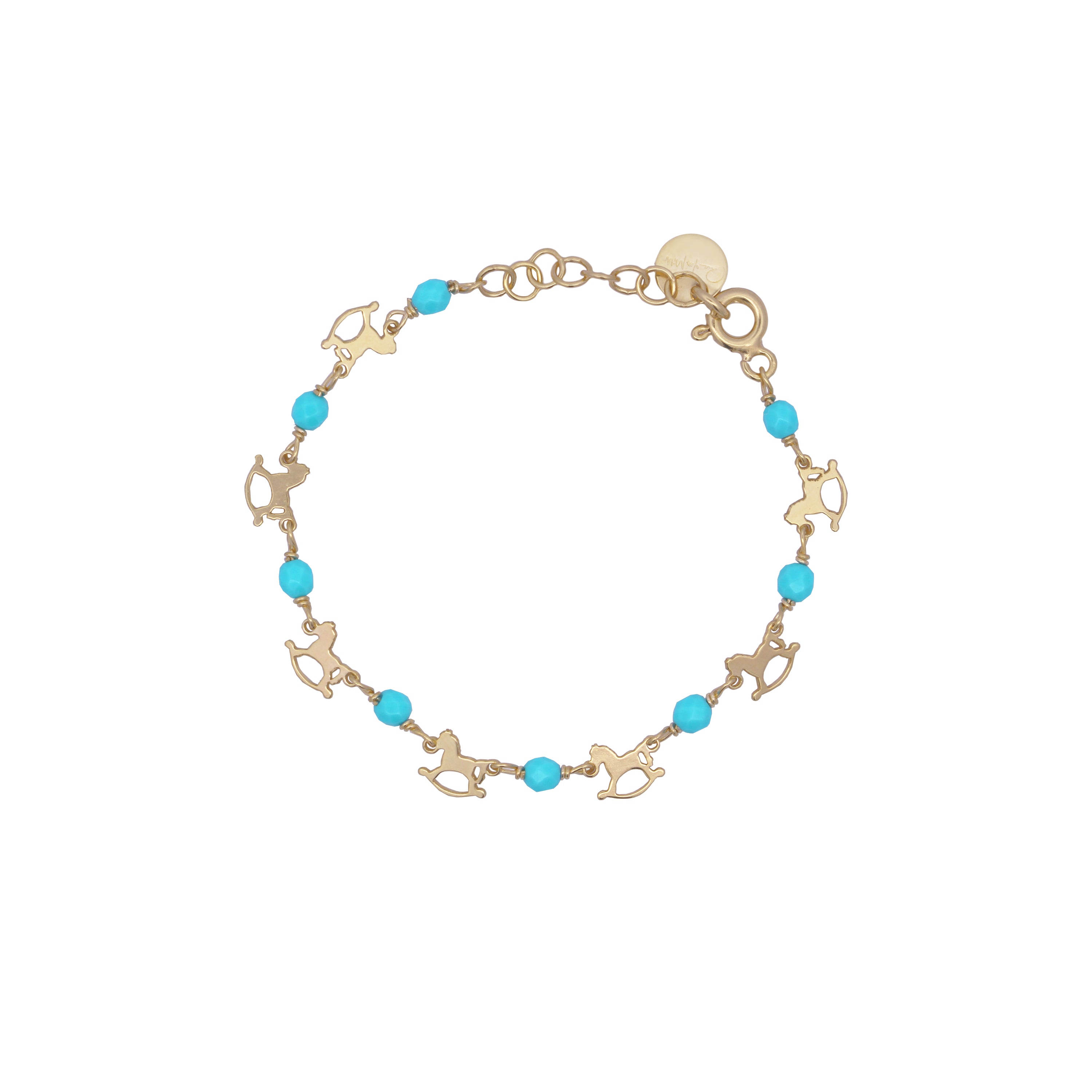 Chained bracelet Rocking horse Turquoise stones Child - Io&Ro