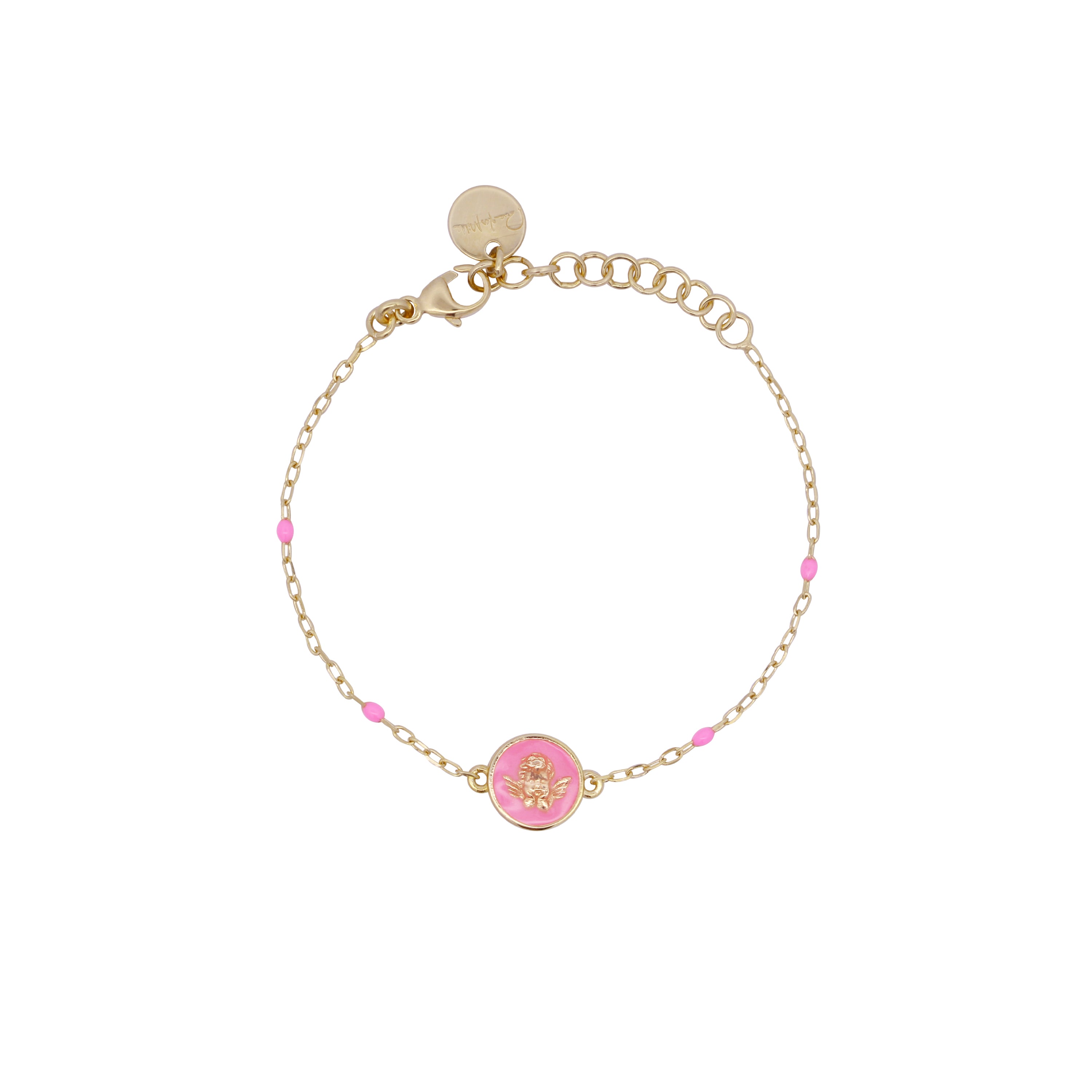 Pulsera  Niño ángel esmalte rosa - Io&Ro