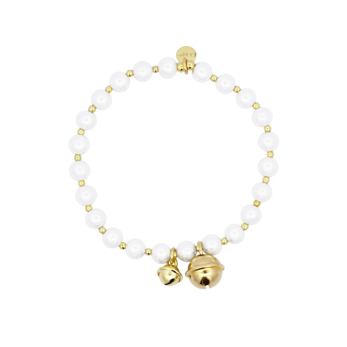 Elastic bracelet with pearls and double bell - WHITESIDE