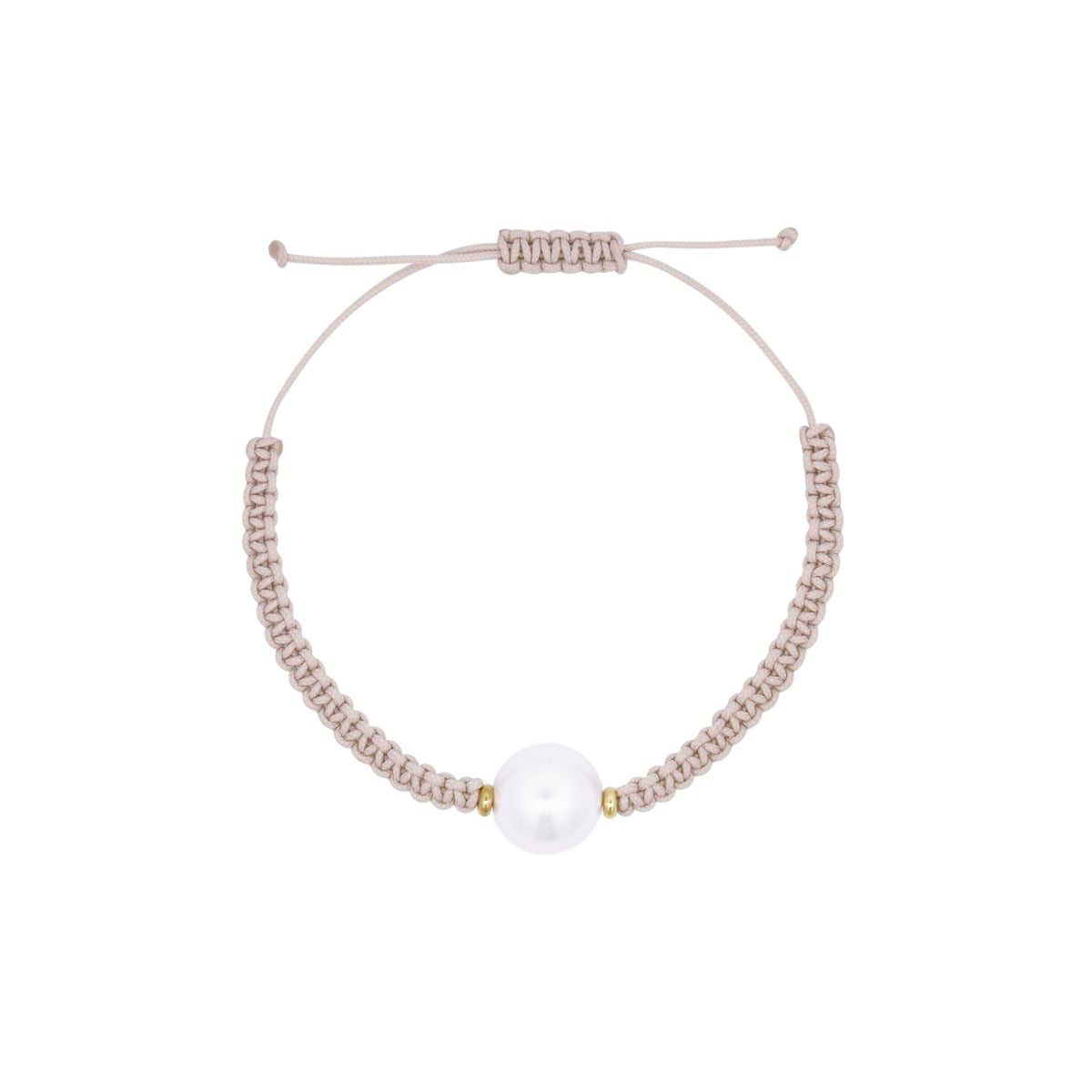 Bracciali - Bracciale tessuto beige e perla - WHITESIDE - 1 | Rue des Mille