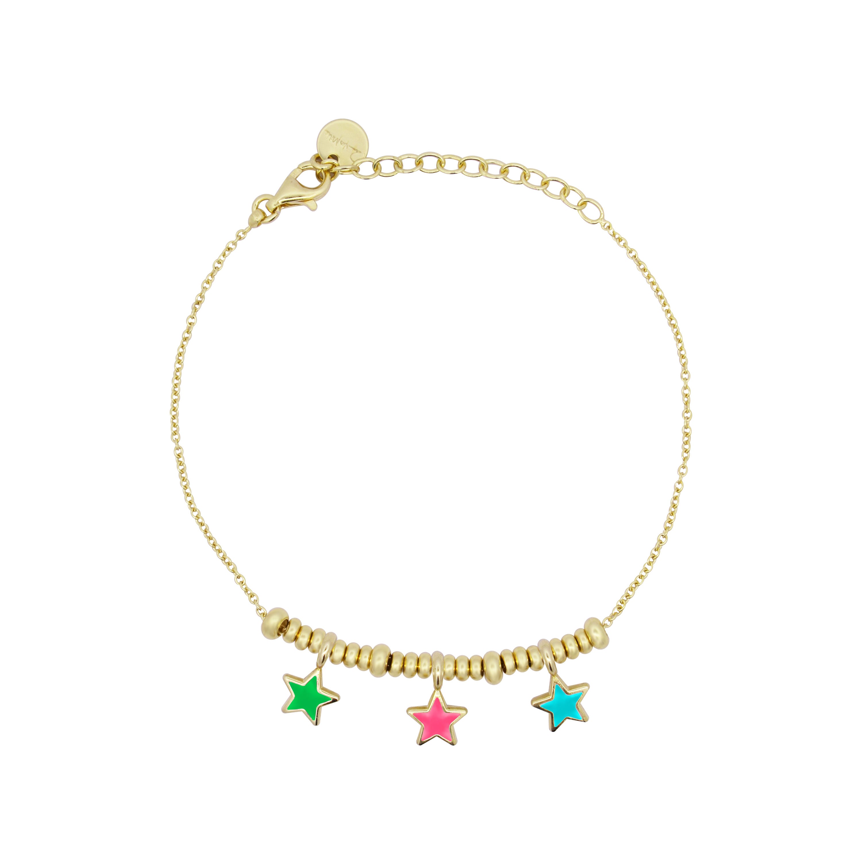 Micro ring bracelet with three enameled star - ColorFUN