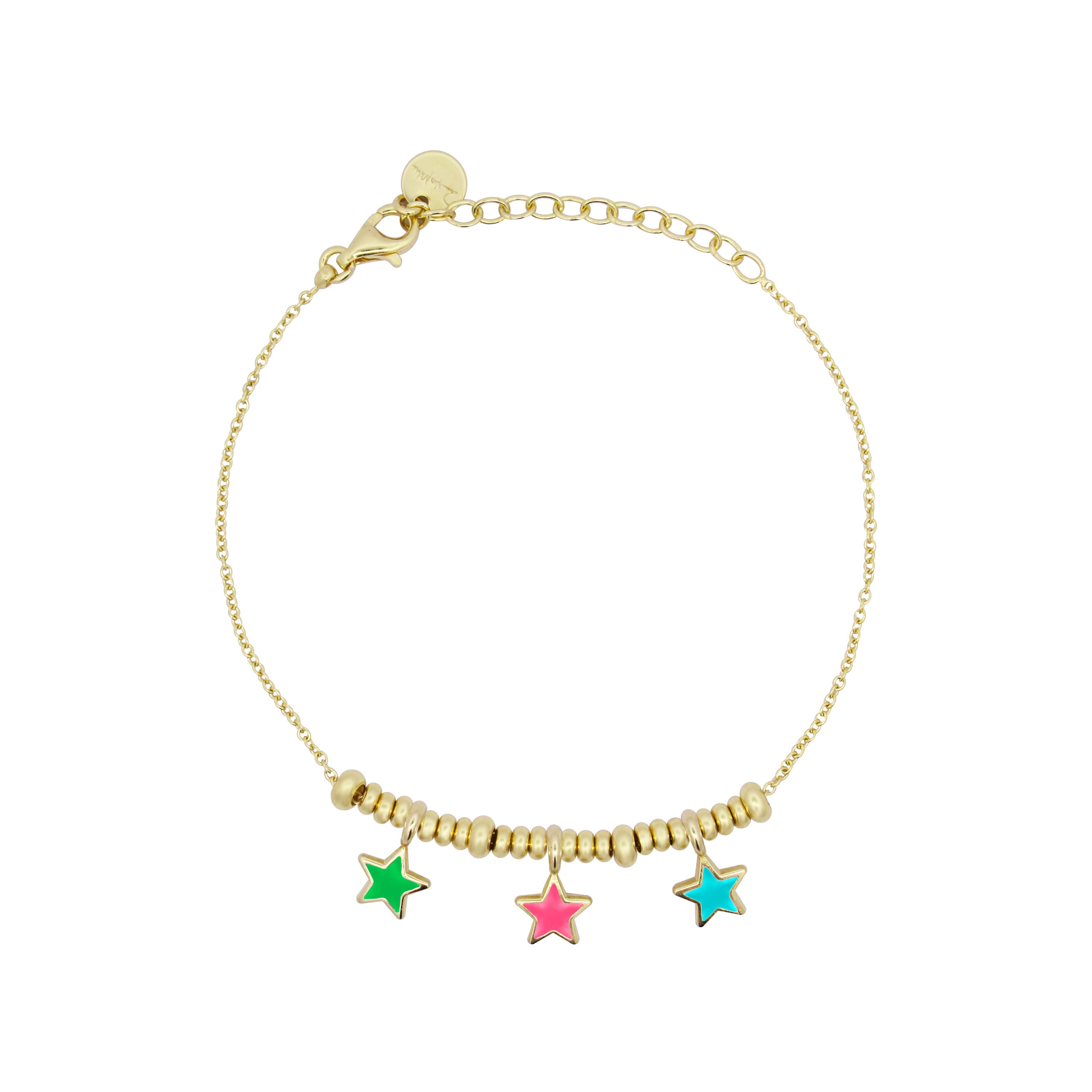 Pulsera micro anillos con tres estrellas esmaltadas - ColorFUN