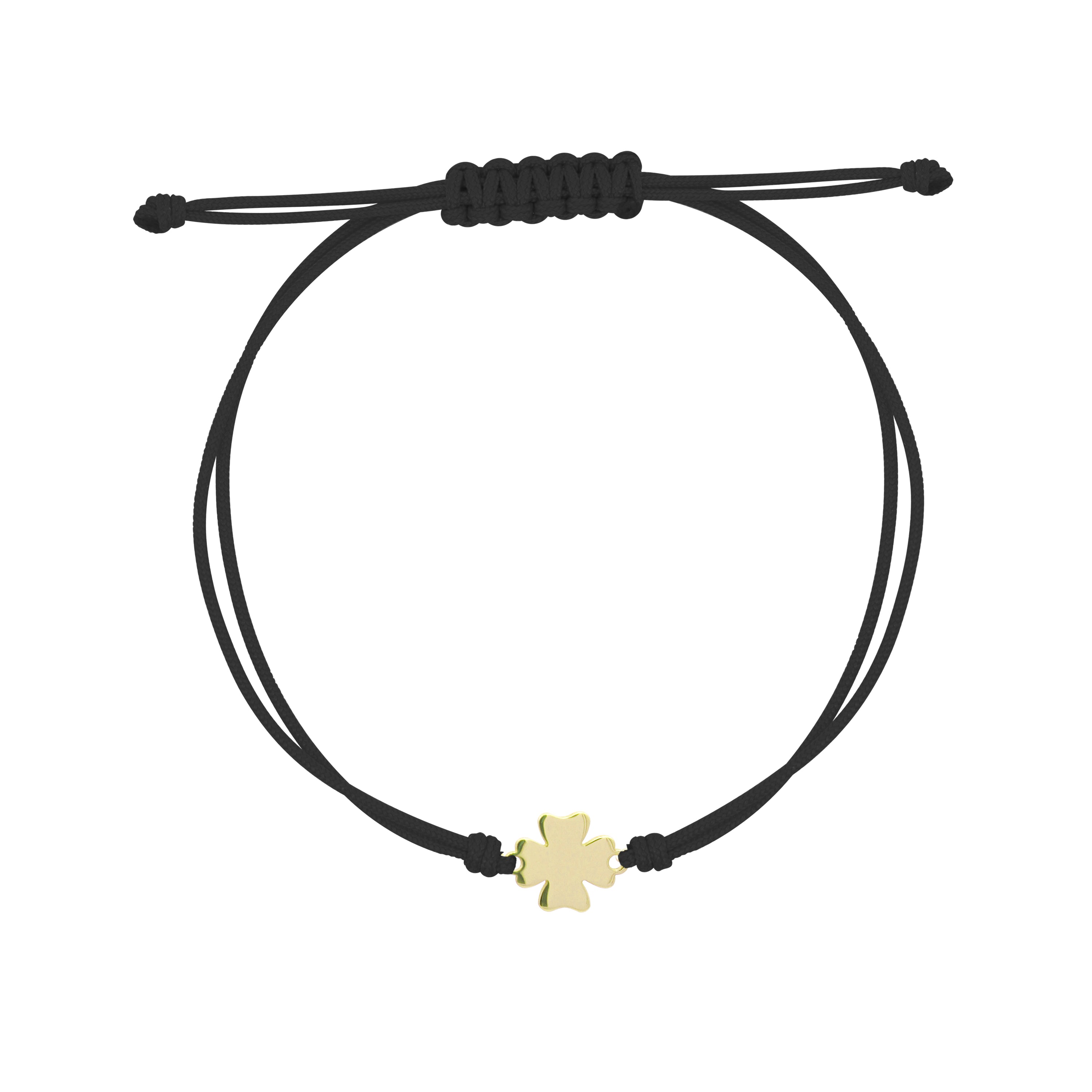 Bracelets - Fabric black bracelet 1 subject Clover - 1 | Rue des Mille