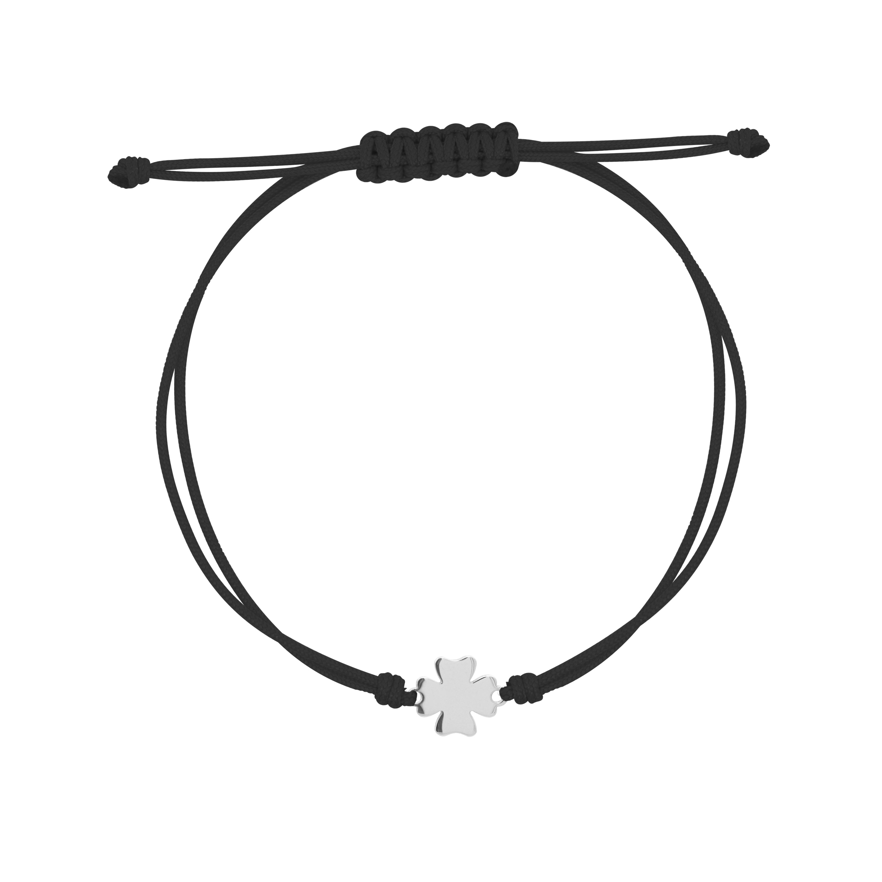 Pulseras - Pulsera de tela negra 1 sujeto trébol de cuatro hojas - 3 | Rue des Mille