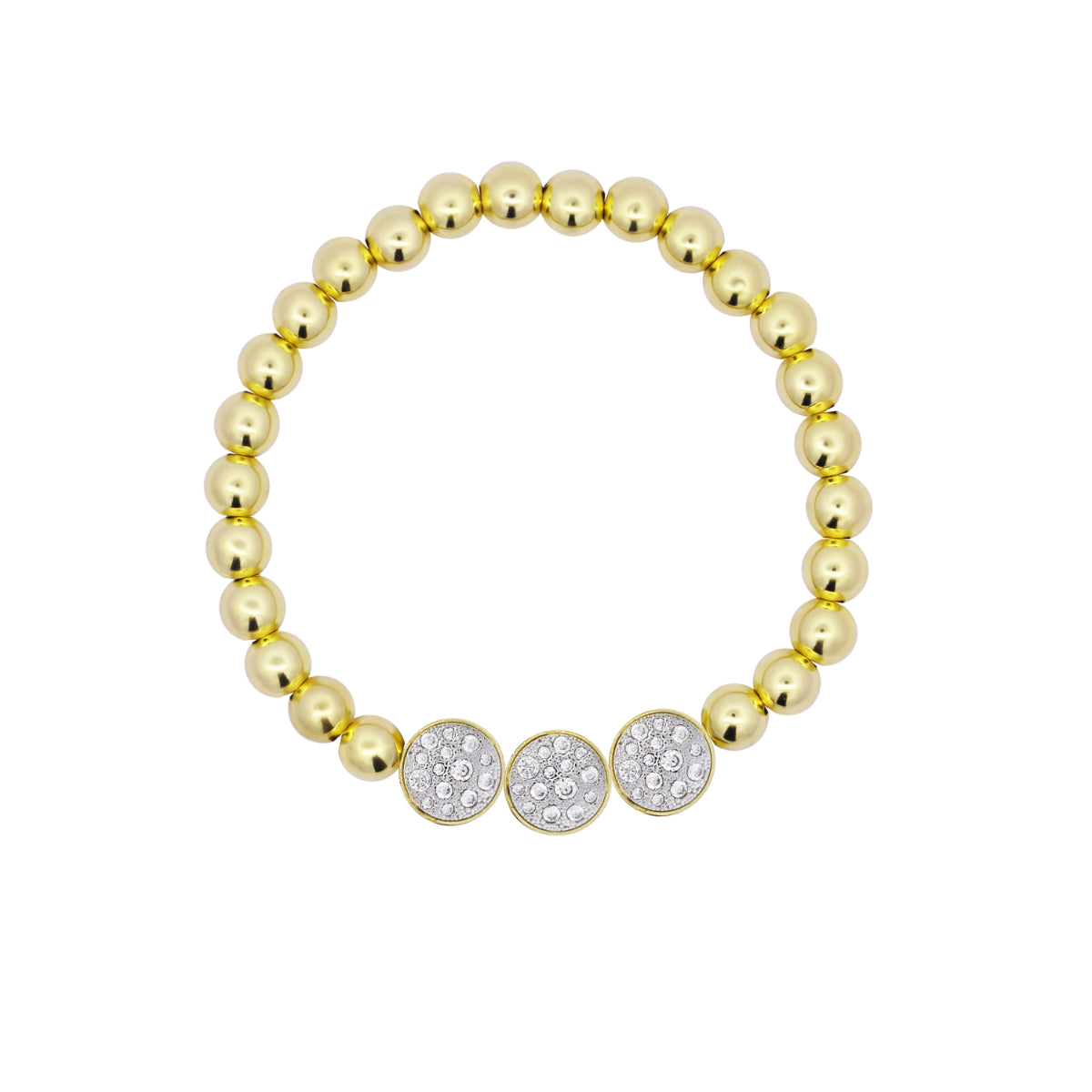 Bracelets - Elastic bracelet with dots and 3 pavé circles of zirconia - STARDUST TEN - 1 | Rue des Mille