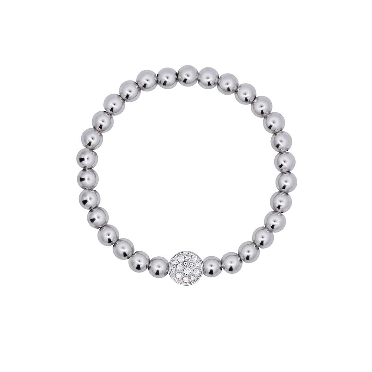 Elastic bracelet with dots and single pavé circles of zirconia - STARDUST TEN