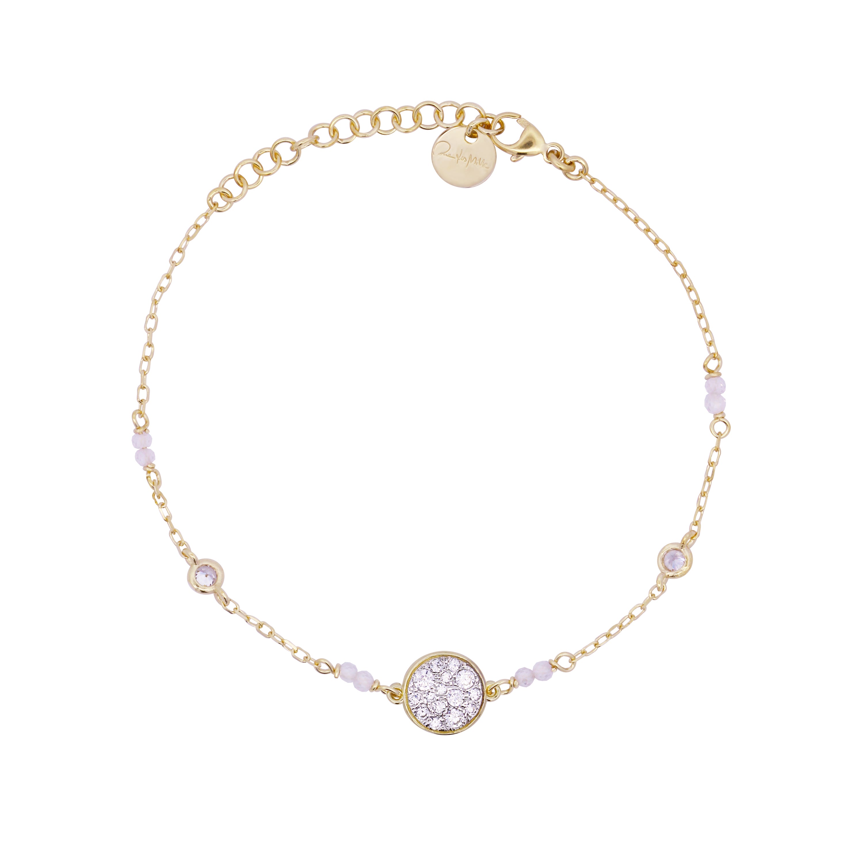 Bracelets - Bracelet with bezels and small pavé circle subject - STRADUST TEN - 1 | Rue des Mille