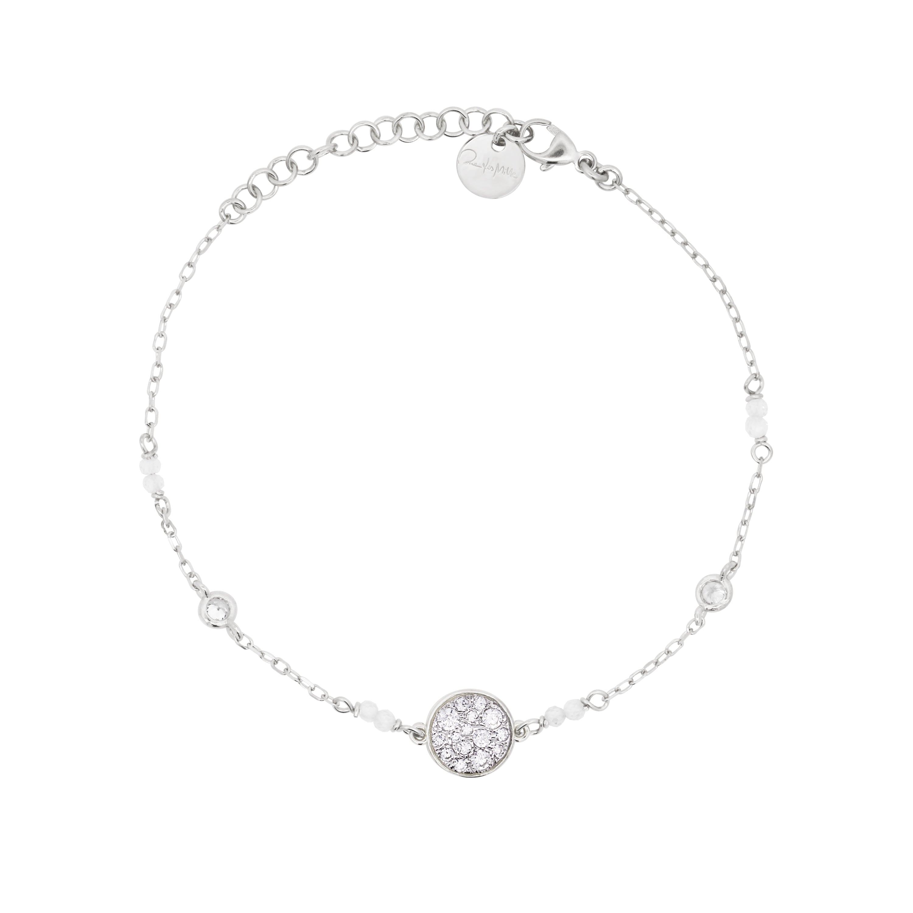 Bracelets - Bracelet with bezels and small pavé circle subject - STRADUST TEN - 2 | Rue des Mille