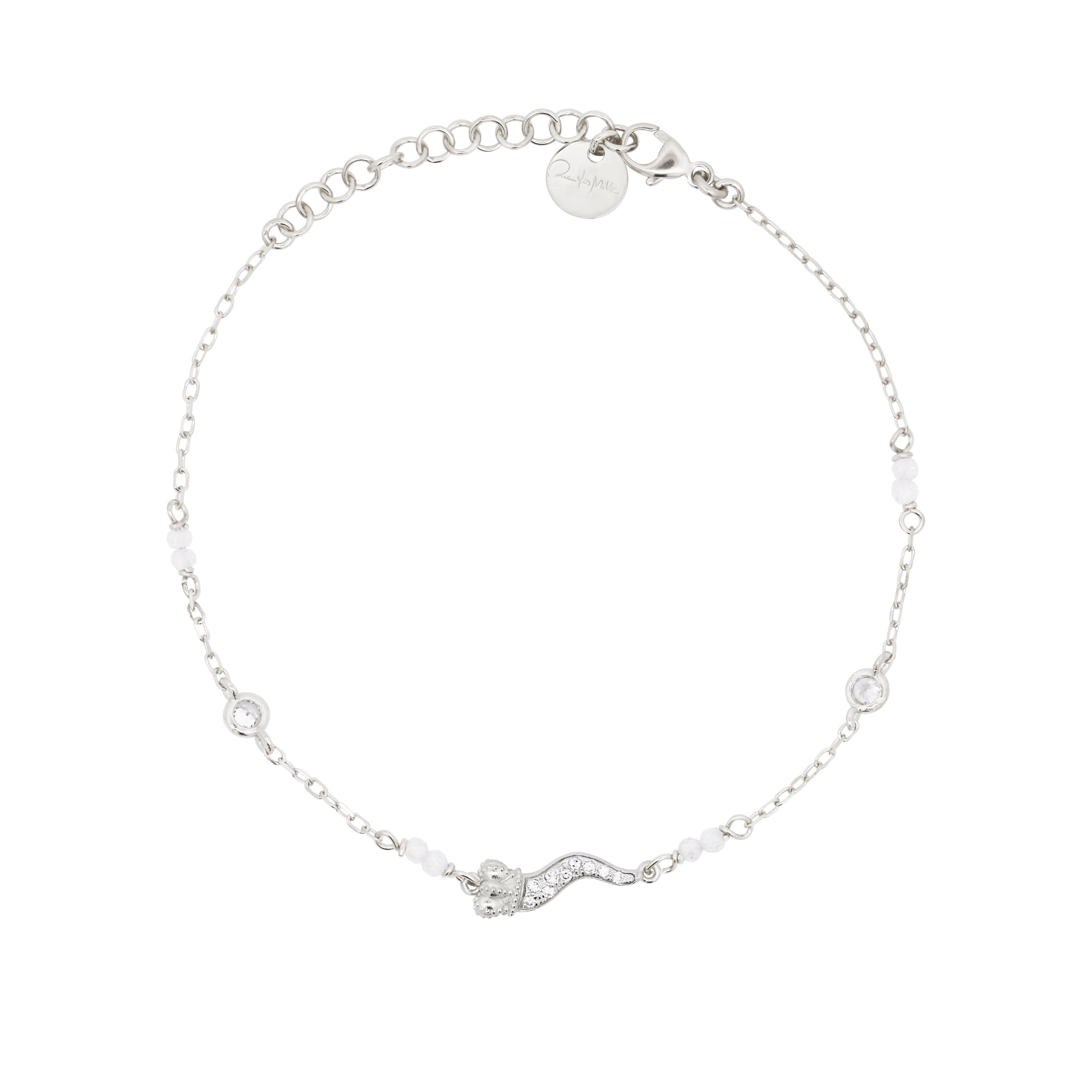 Bracelets - Bracelet with bezels and small pavé lucky horn subject - STRADUST TEN - 2 | Rue des Mille