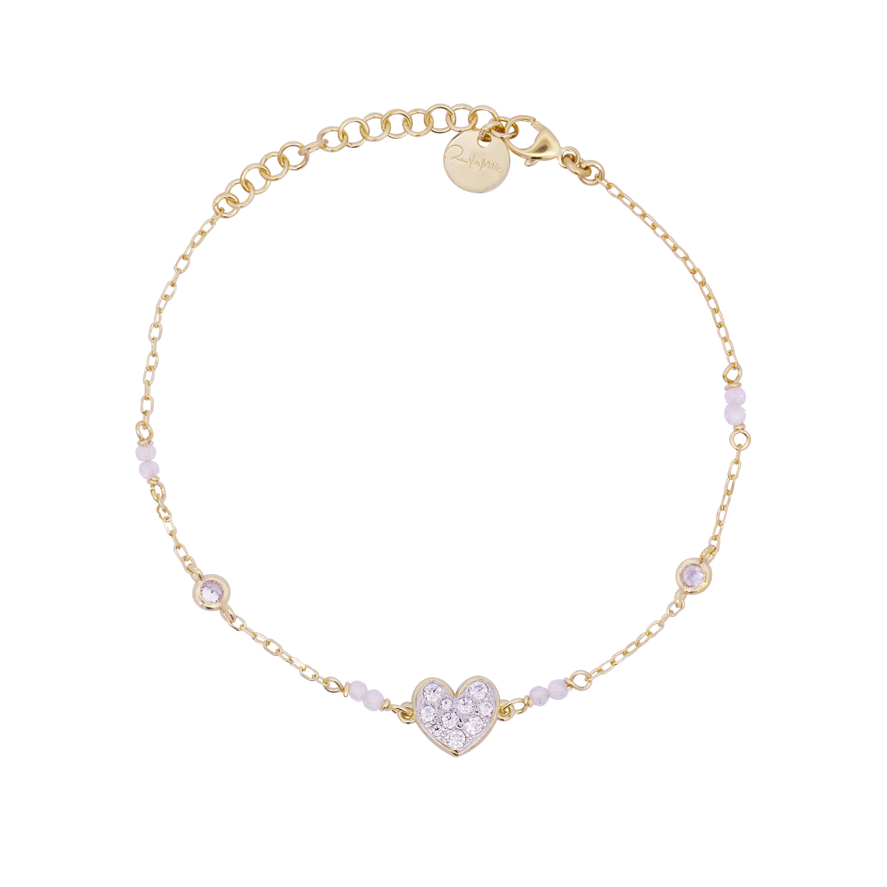 Bracelets - Bracelet with bezels and small pavé heart subject - STRADUST TEN - 1 | Rue des Mille