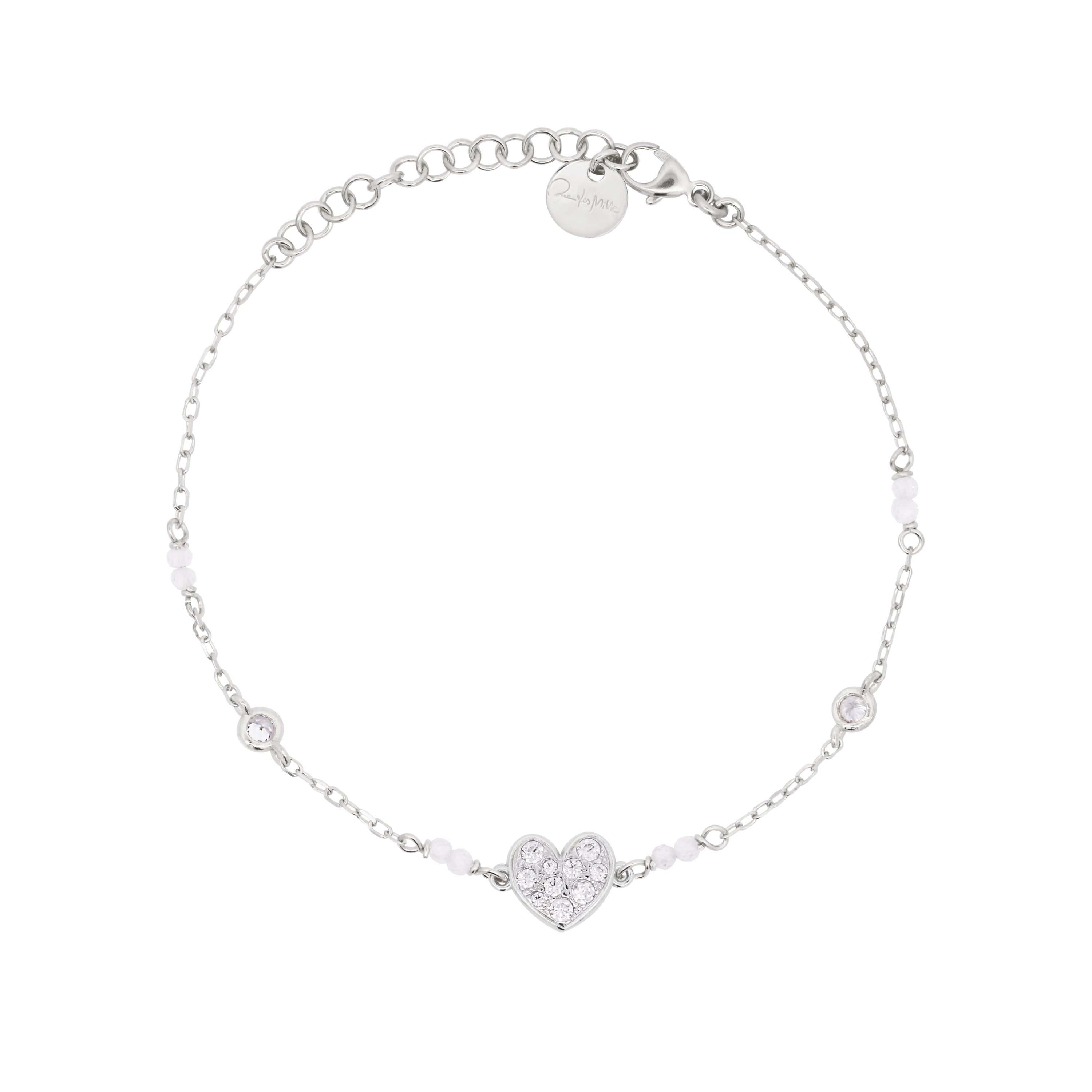 Bracelets - Bracelet with bezels and small pavé heart subject - STRADUST TEN - 2 | Rue des Mille