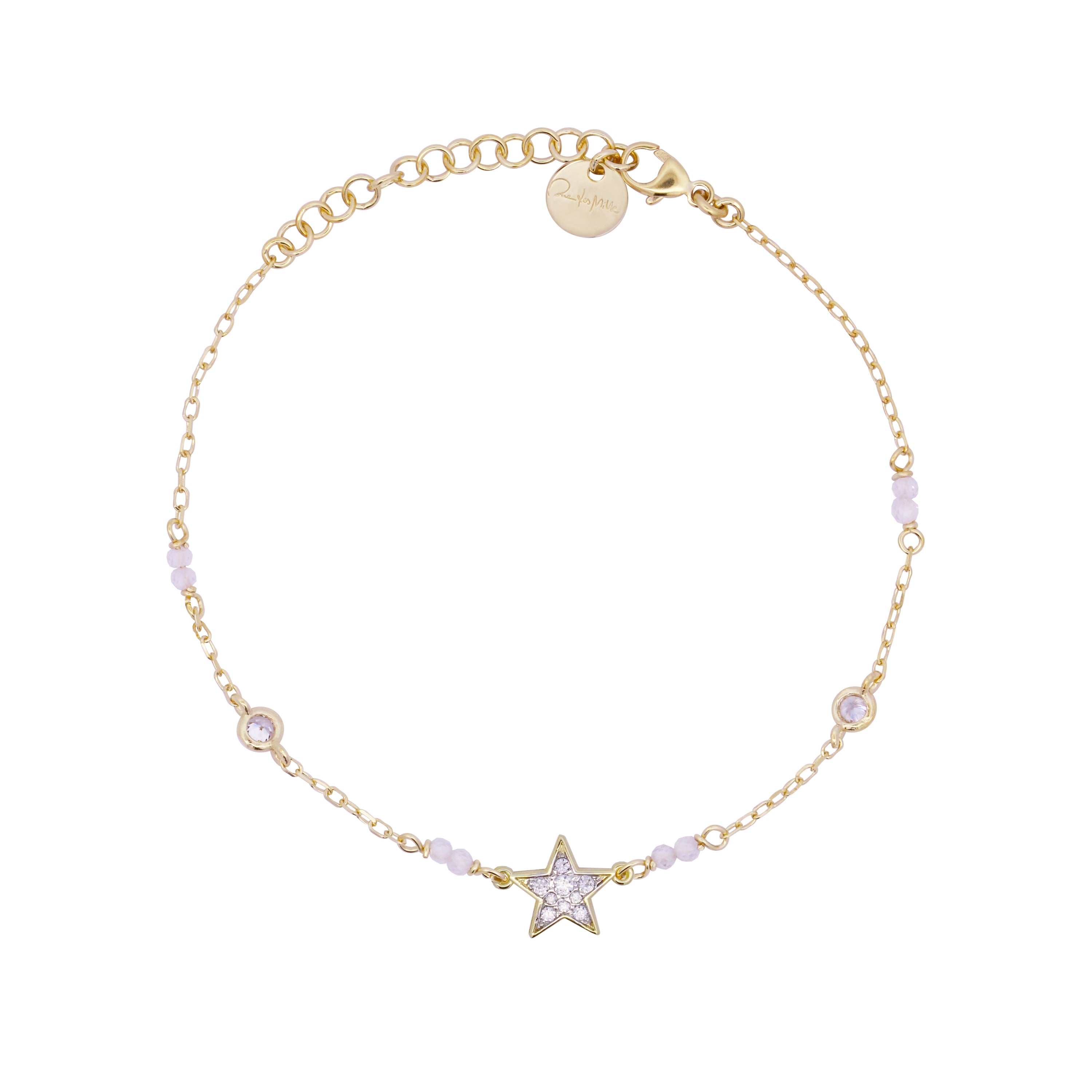 Bracelet with bezels and small pavé star subject - STRADUST TEN