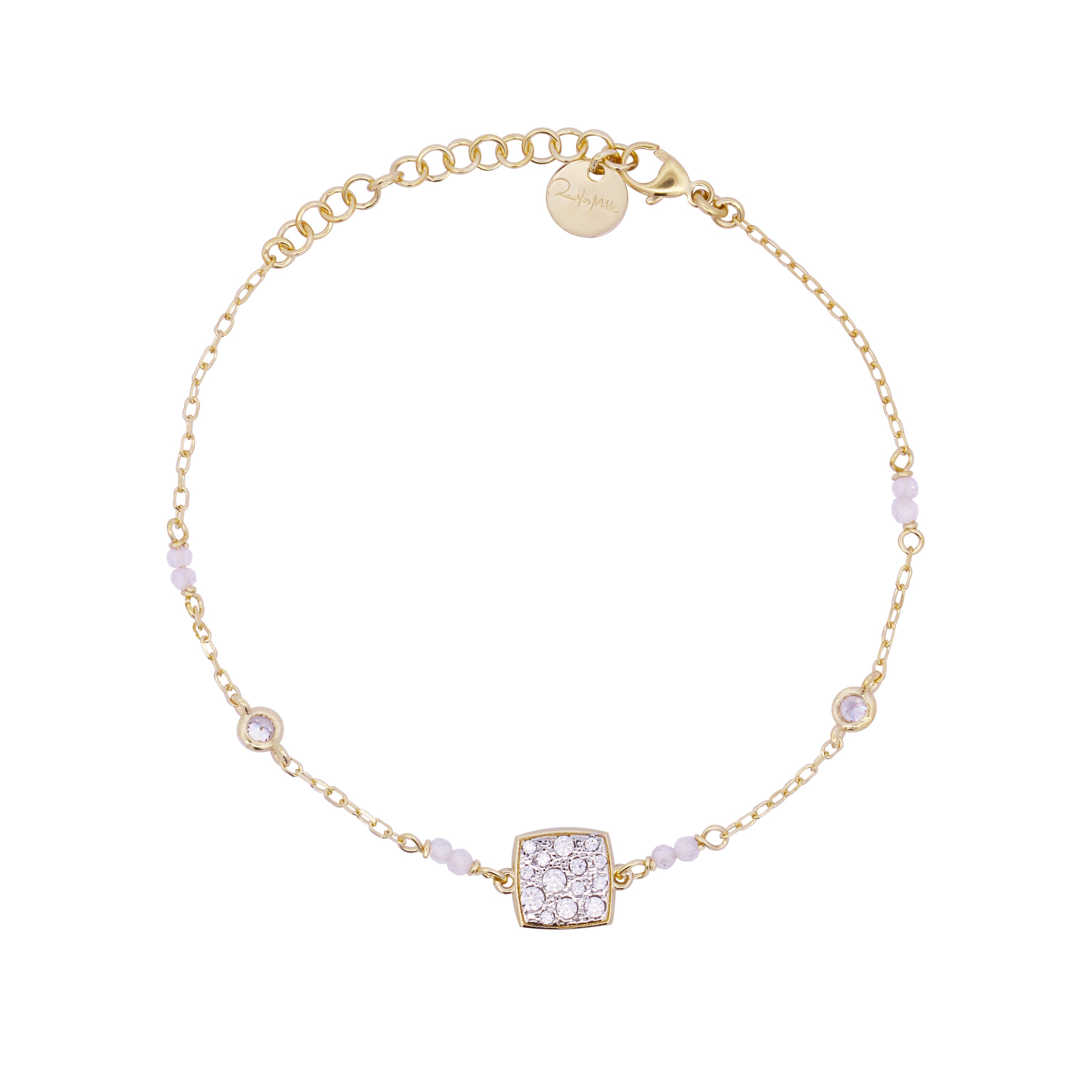 Pulseras - Pulsera con cadena y cuadrado en pavé - STARDUST TEN - 1 | Rue des Mille