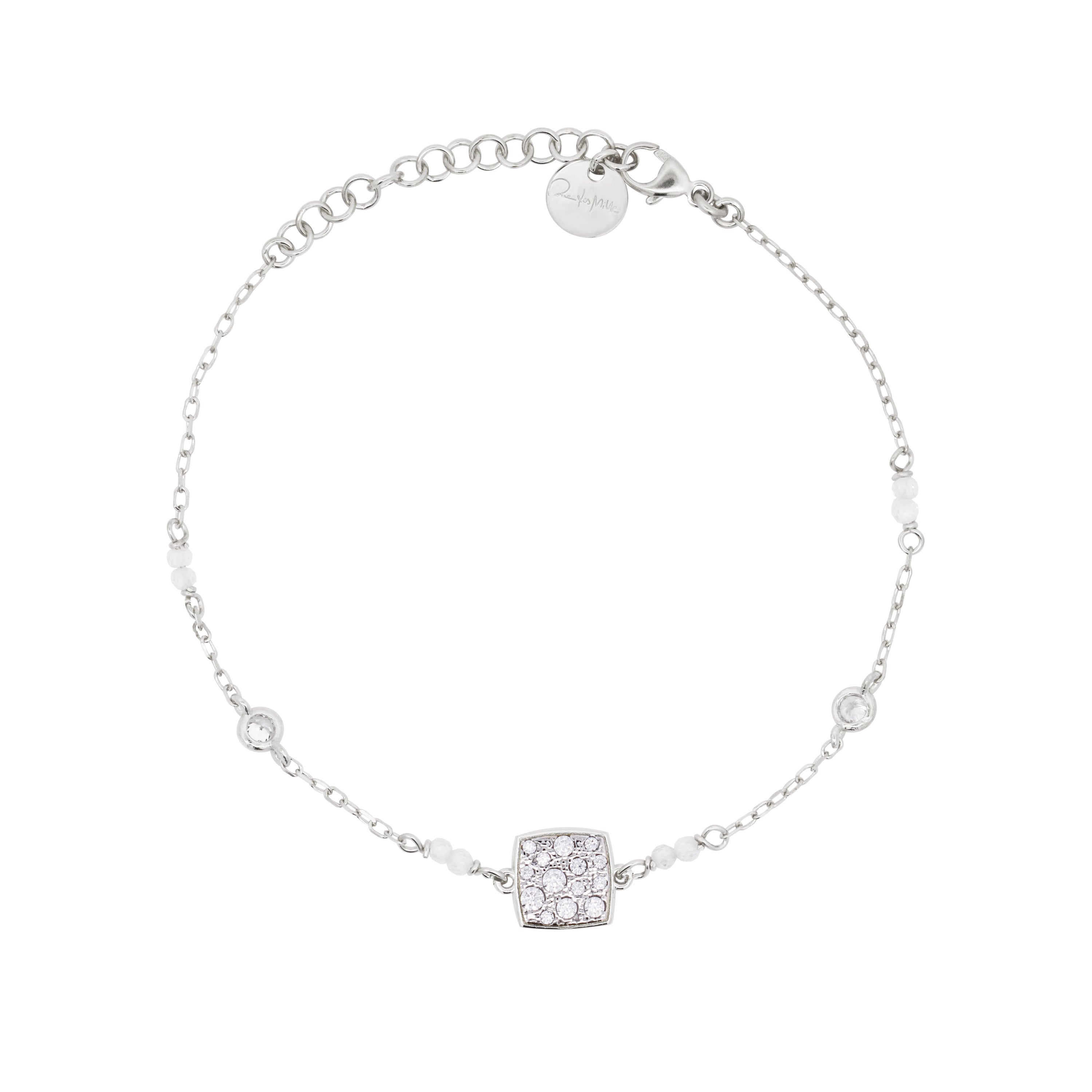 Bracelets - Bracelet with bezels and small pavé square subject - STRADUST TEN - 2 | Rue des Mille