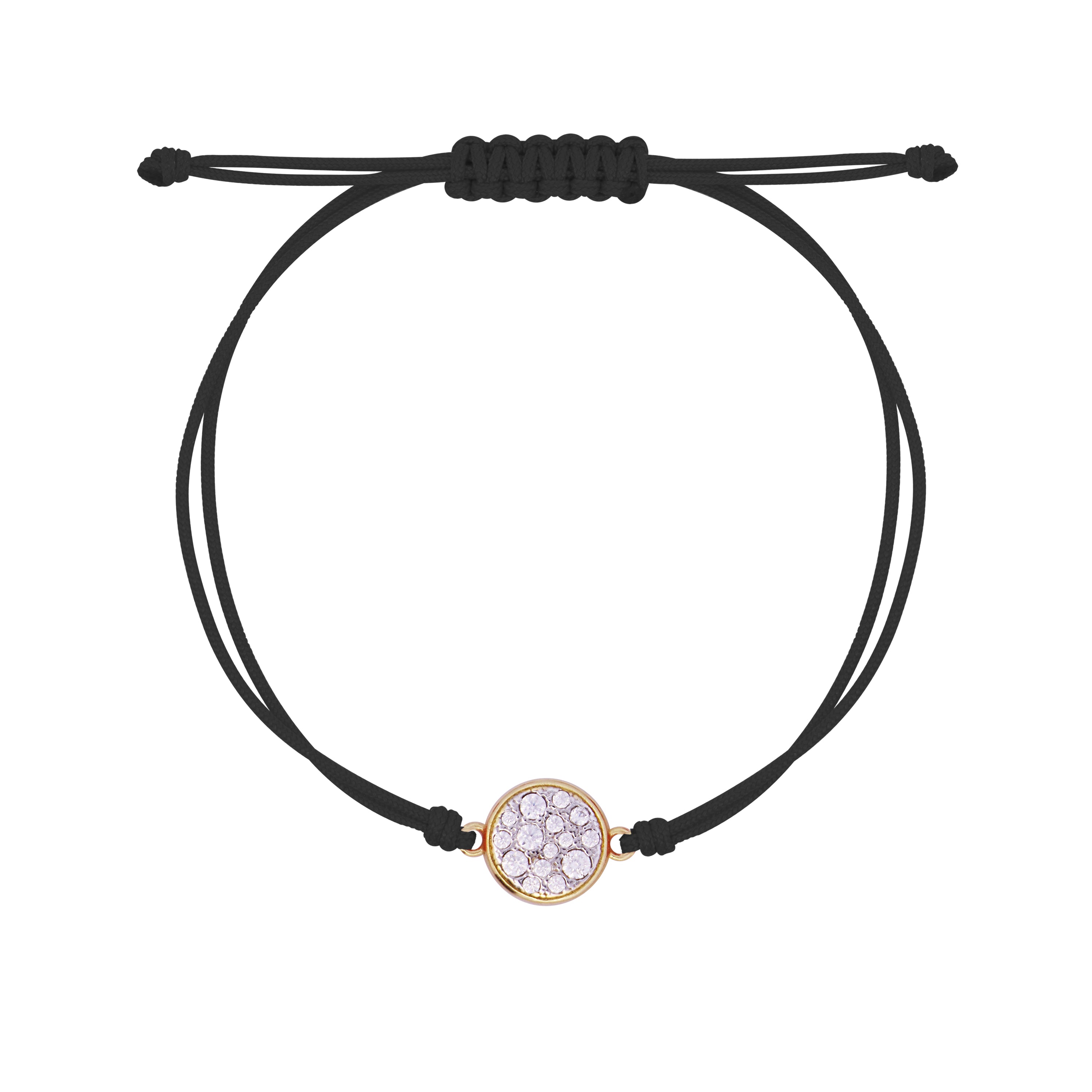 Bracelets - Bracelet with fabric cord and small pavé circle - STARDUST TEN - 1 | Rue des Mille