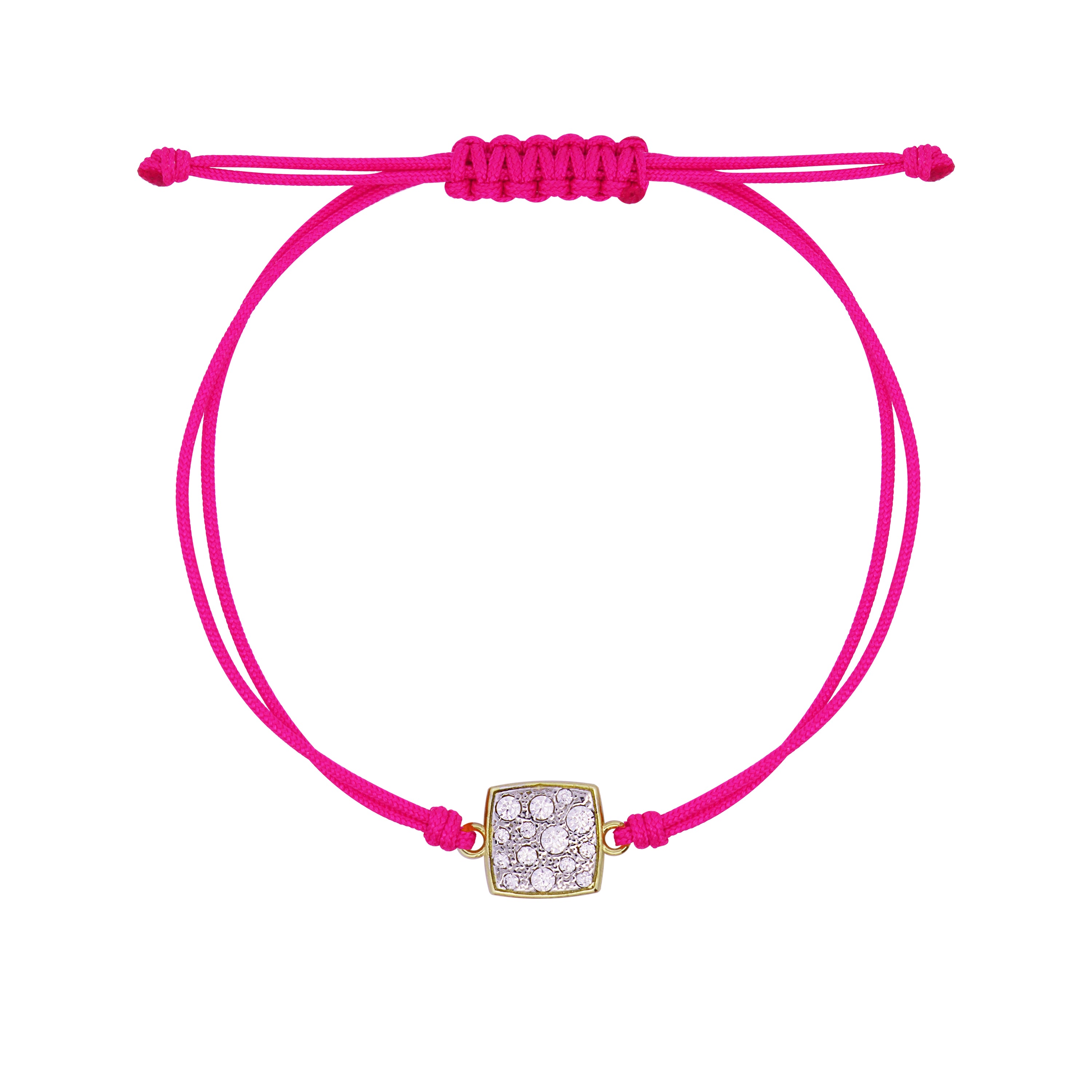 Bracelets - Bracelet with fabric cord and small pavé square - STARDUST TEN - 2 | Rue des Mille