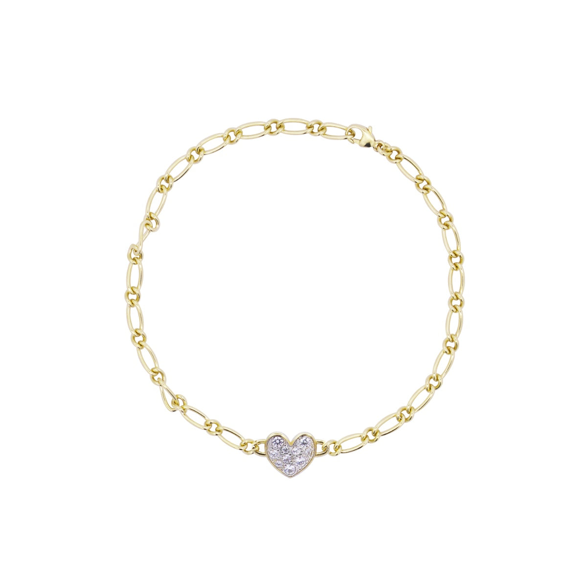 Bracelets - Small pavè heart cheval chain bracelet - SHAPES - 1 | Rue des Mille