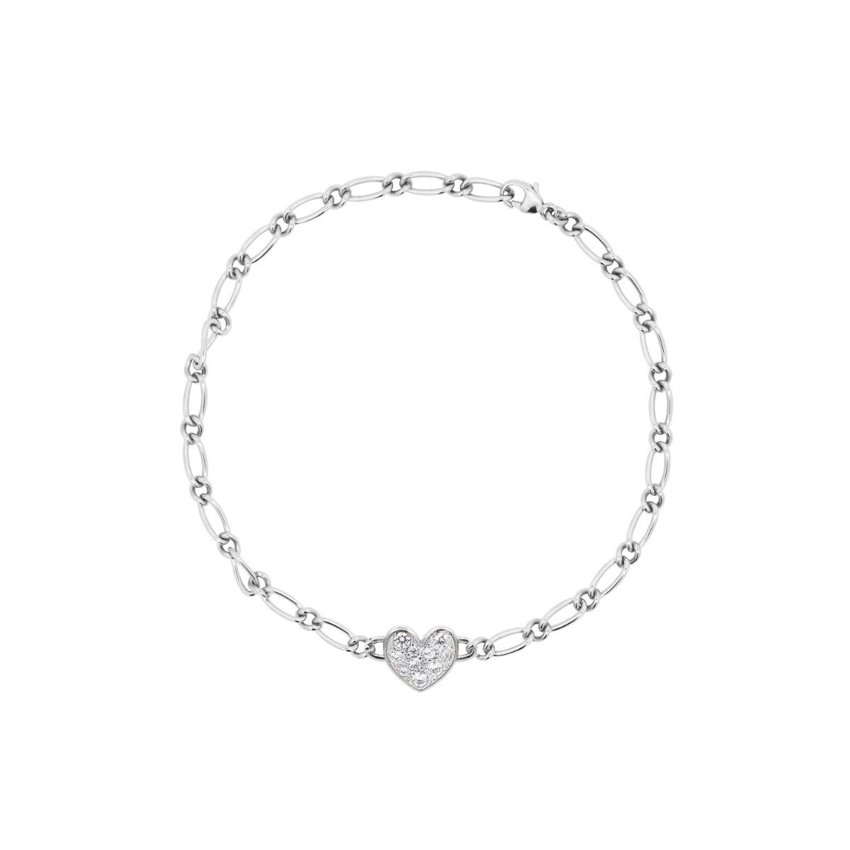 Bracelets - Small pavè heart cheval chain bracelet - SHAPES - 2 | Rue des Mille
