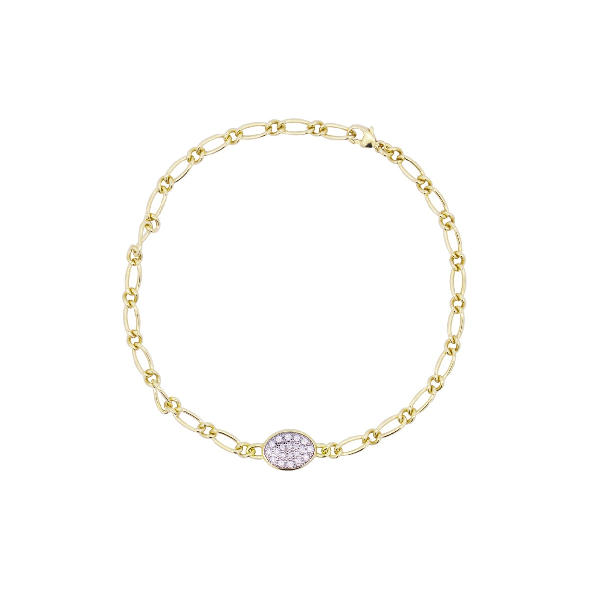 Bracelets - Small pavè oval cheval chain bracelet - SHAPES - 1 | Rue des Mille