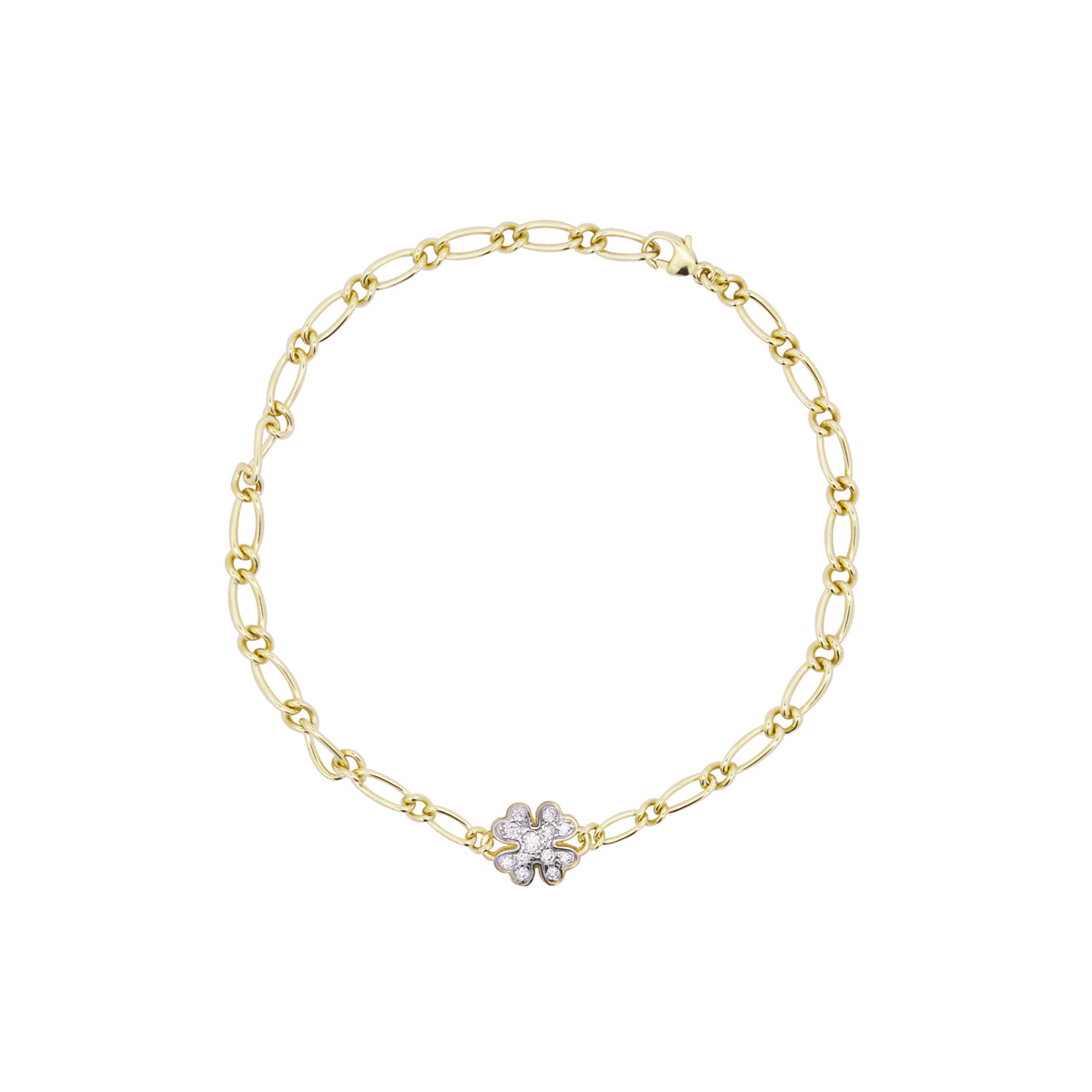 Bracelets - Small pavè four-leaf clover cheval chain bracelet - SHAPES - 1 | Rue des Mille